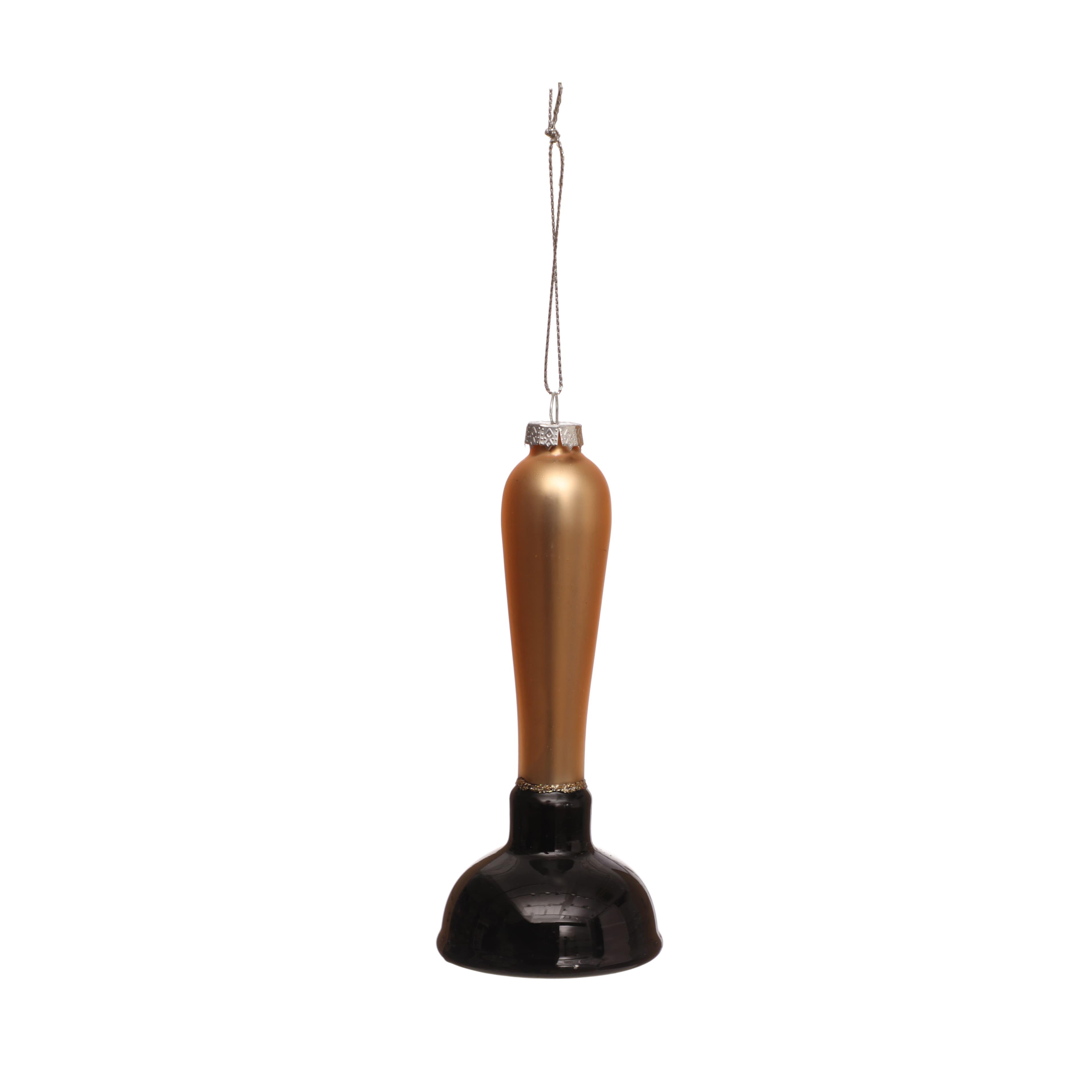 5.25&#x22; Black &#x26; Gold Plunger Glass Ornament by Ashland&#xAE;