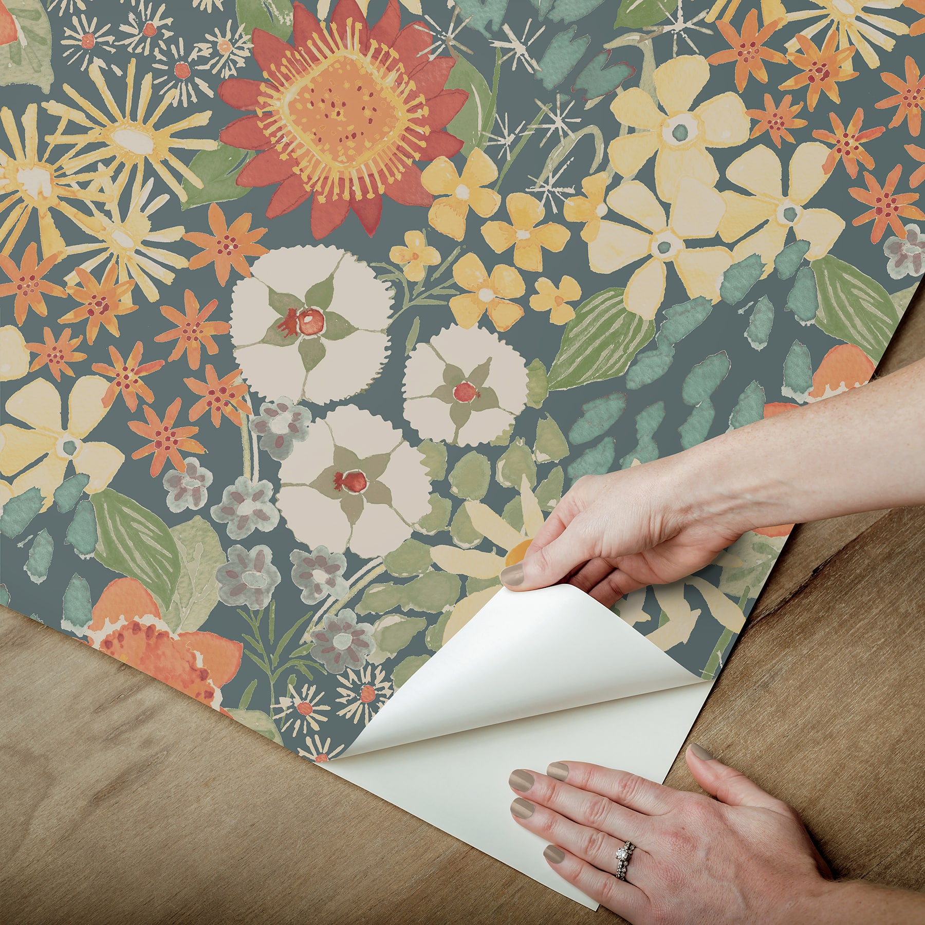 NuWallpaper Sadie Teal Peel & Stick Wallpaper