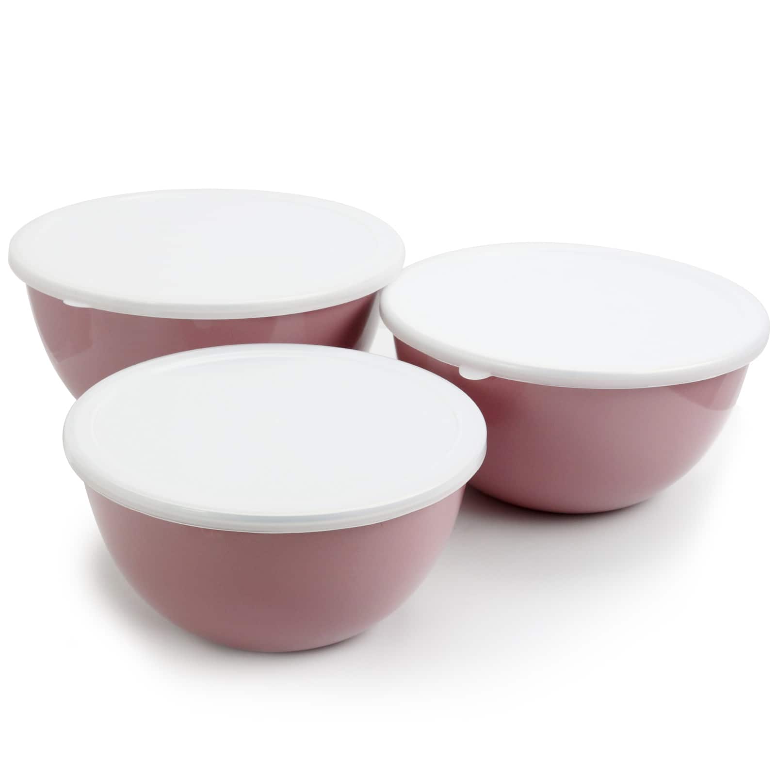 Gibson Home&#xAE; Plaza Cafe Lavender 3-Piece Stackable Nesting Mixing Bowl Set with Lids