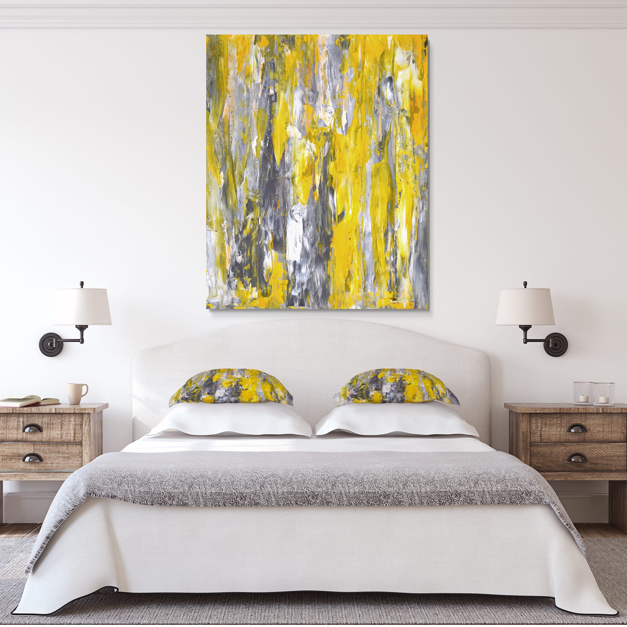 Designart - Grey and Yellow Abstract Pattern - Abstract Canvas Print