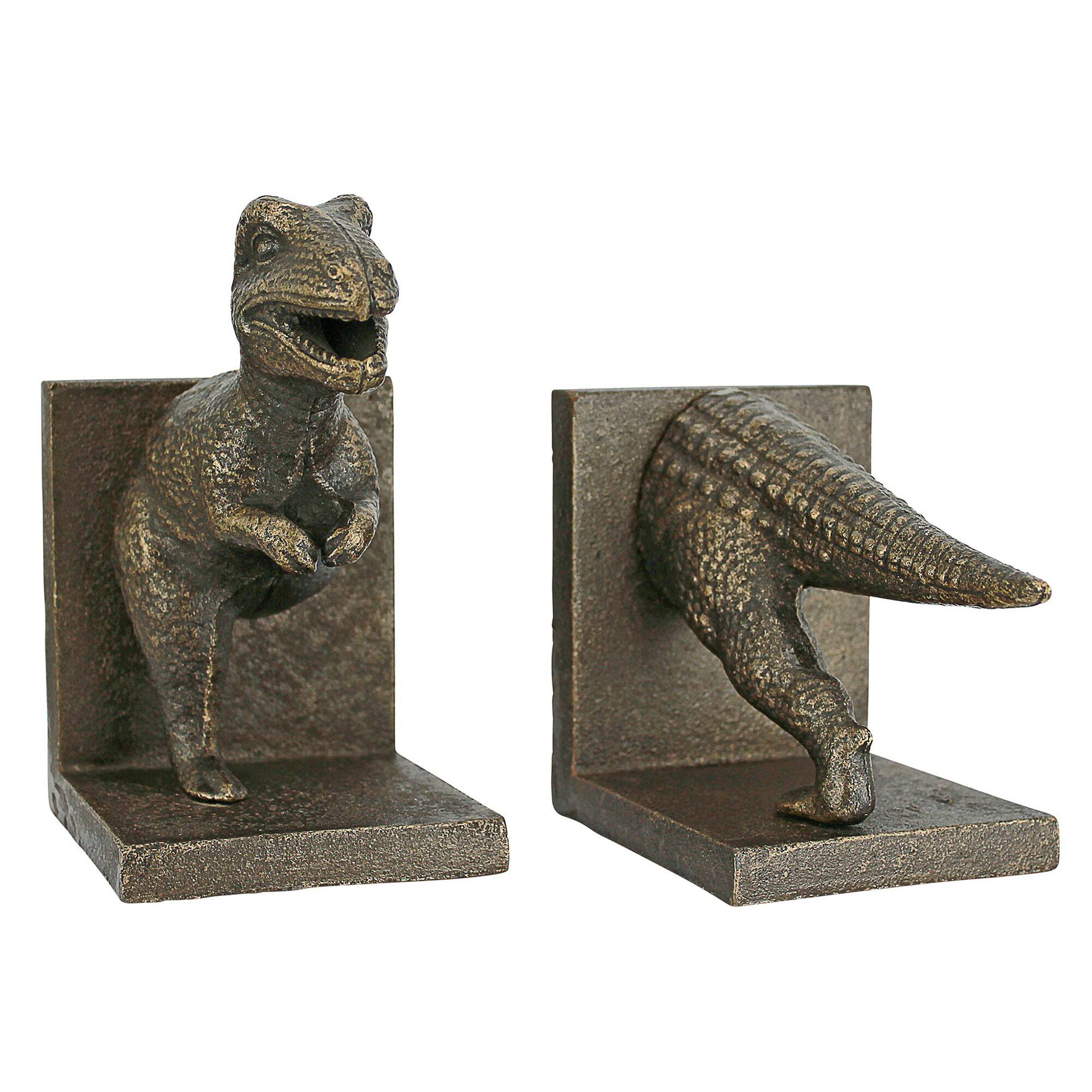 11.5" T-Rex Dinosaur Cast Iron Sculptural Bookend Set