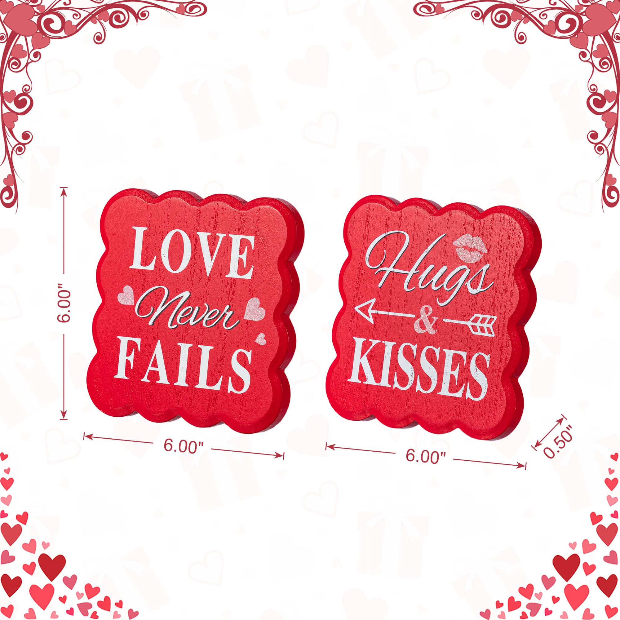 Glitzhome® 6" Valentine's Wooden Table Decor Set