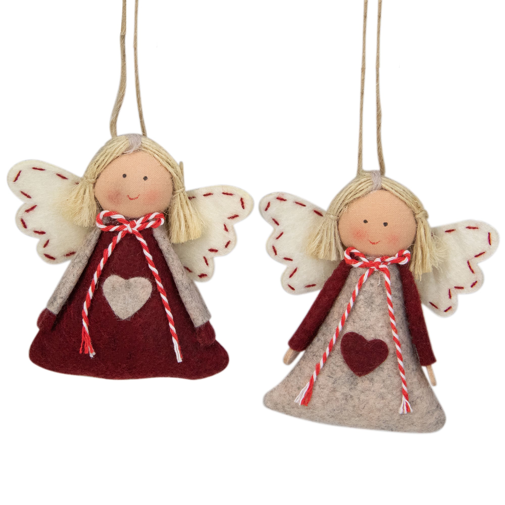 2ct. Gray & Red Felt Angel Ornaments