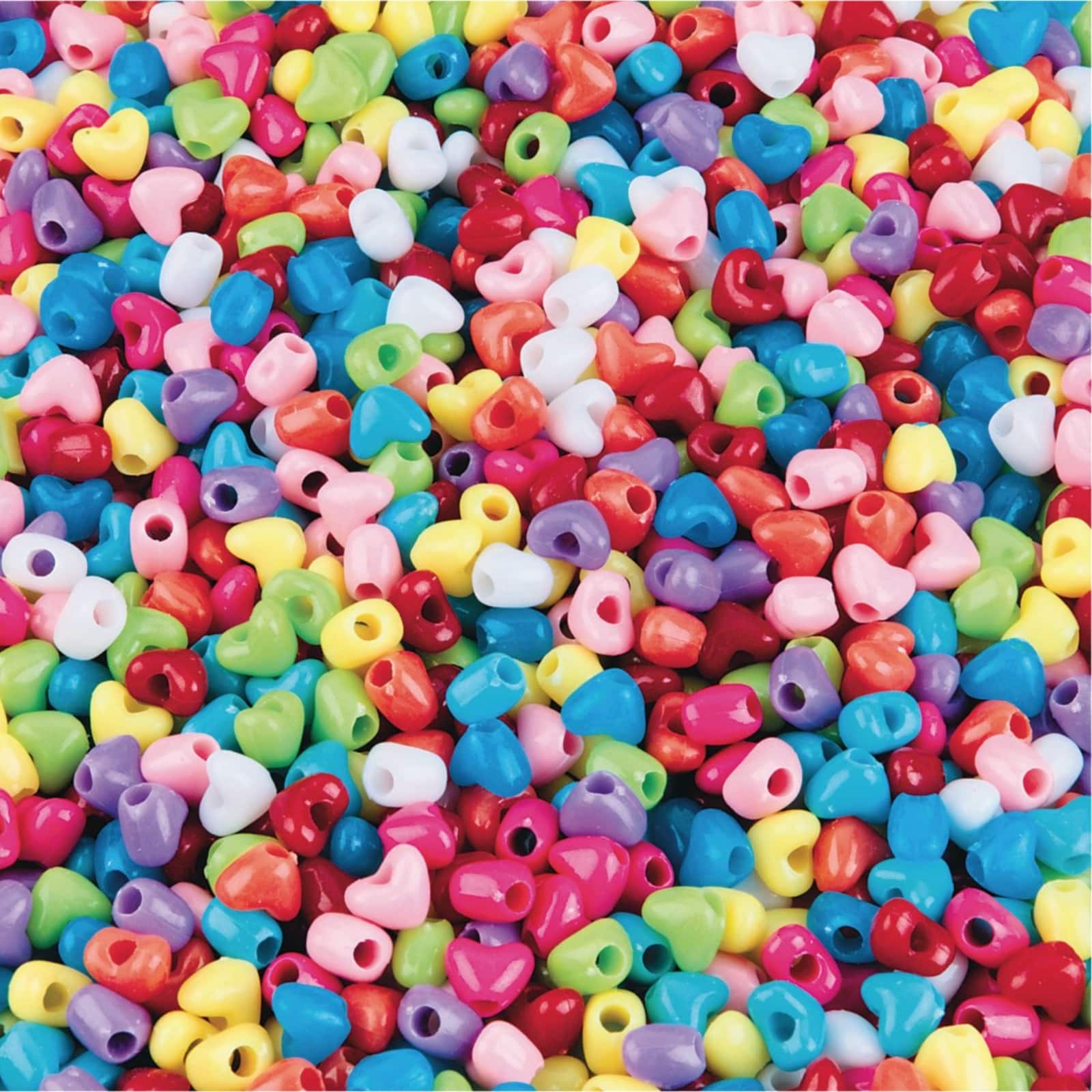 BeadExplosion Heart Beads Bright Glitter Sparkle Mix Pony Beads Pk50 Made  in USA, B07783, Multicolor