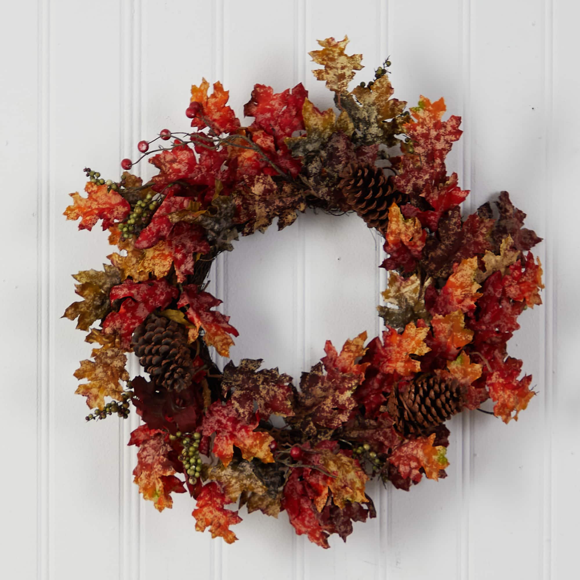 24" Maple, Berries & Pinecone Fall Wreath