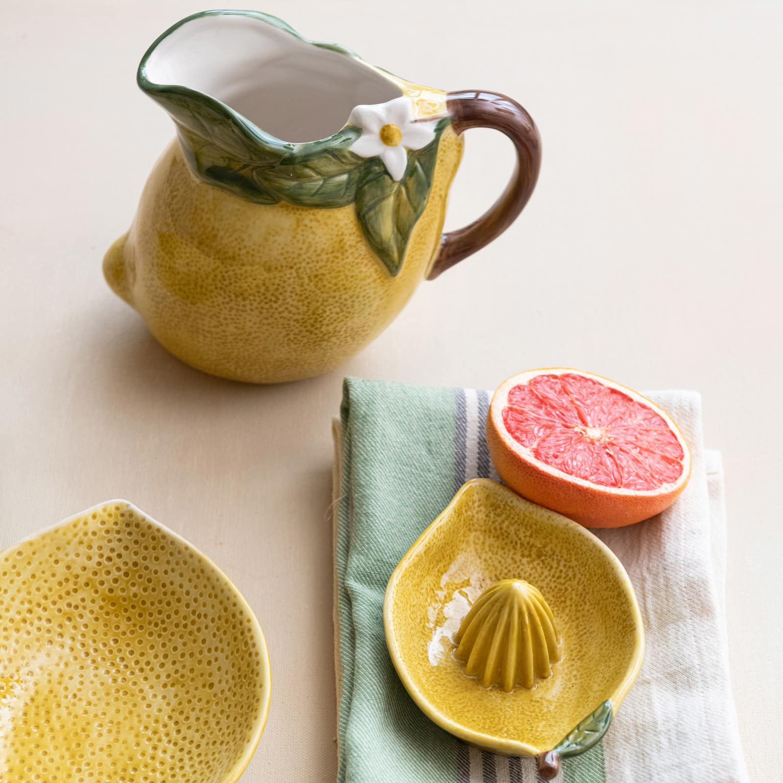 Hello Honey&#xAE; 6.25&#x22; Sunny Orchard Stoneware Lemon Pitcher