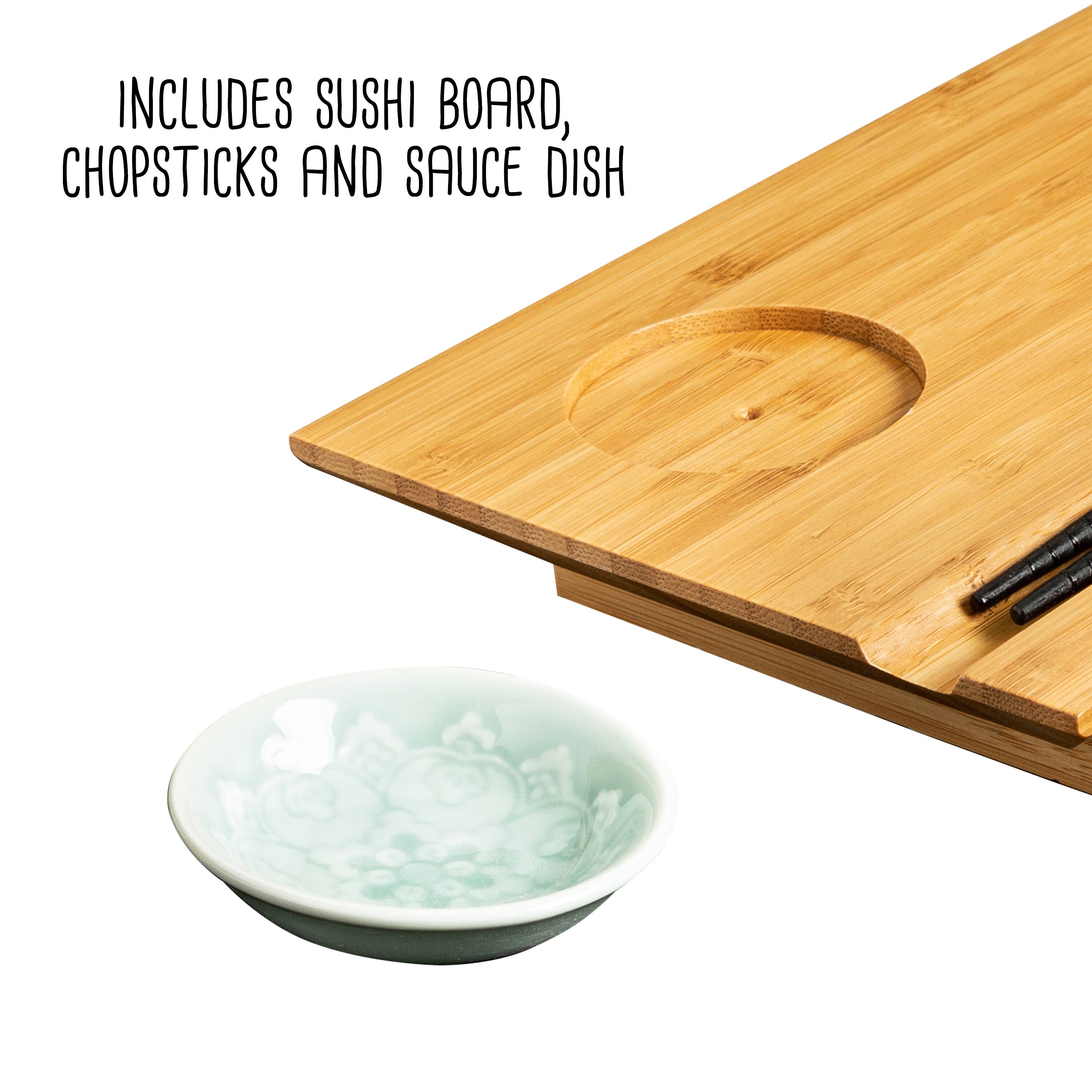 Honey Can Do Joyce Chen Burnished Bamboo Sushi Board Set
