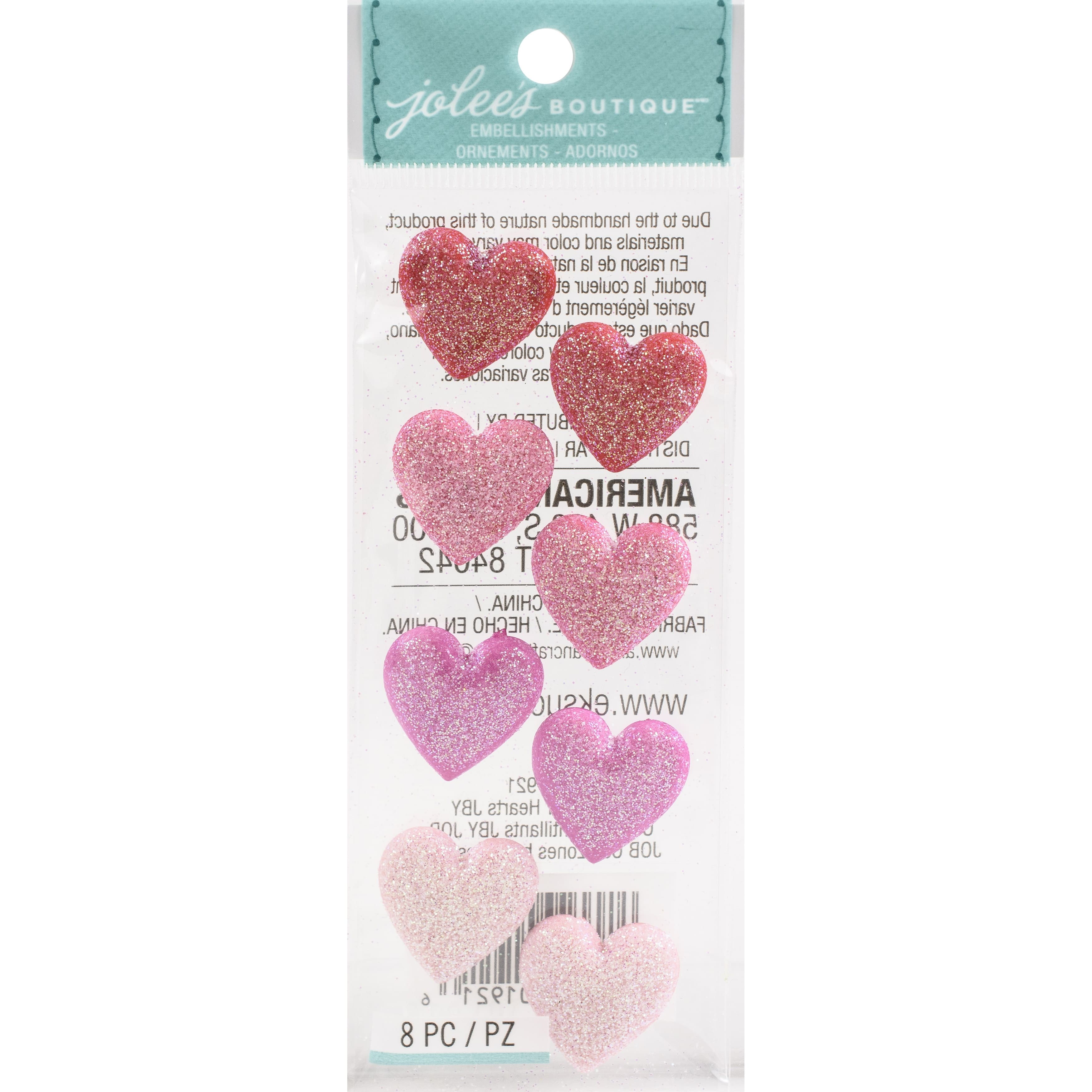 Jolee's Boutique Dimensional Repeat Stickers-Glitter Hearts