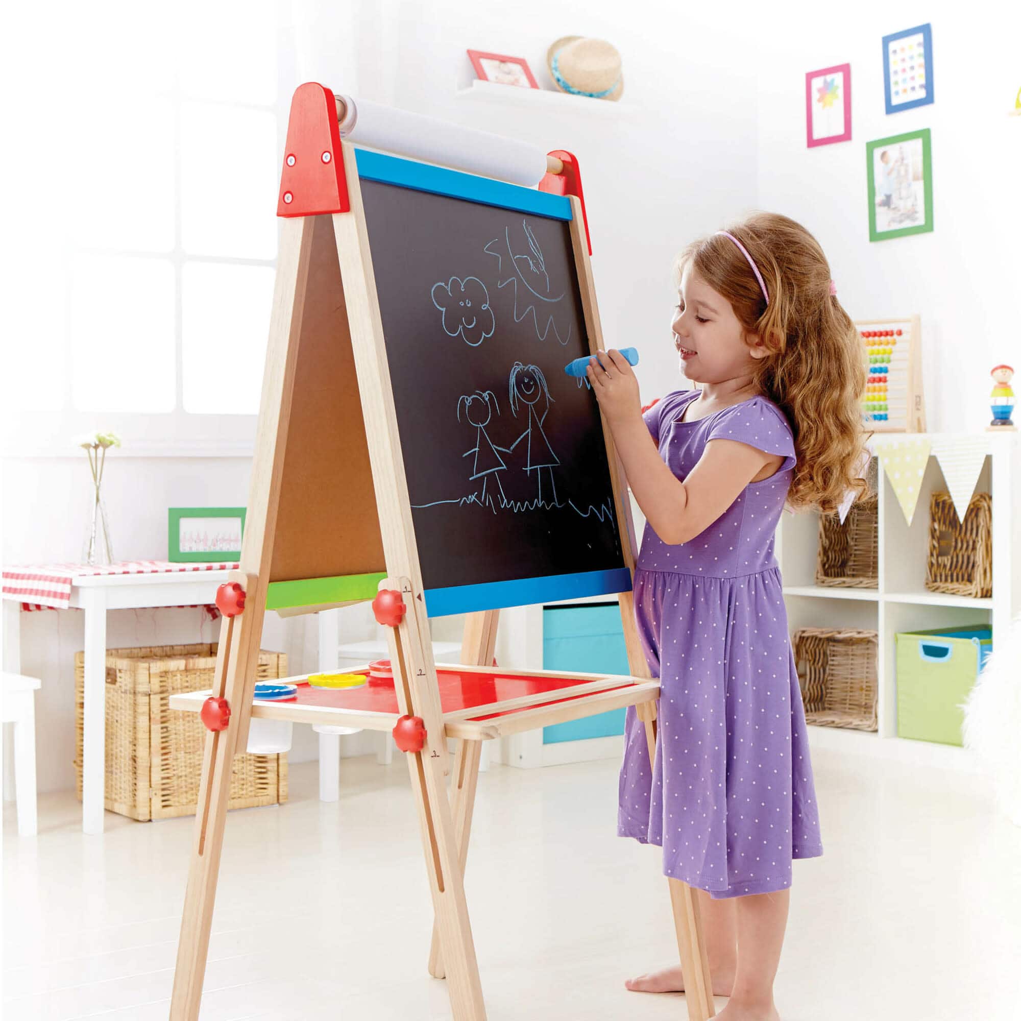 Hape All-in-One Easel Kid&#x27;s Wooden Double-Sided Art Easel
