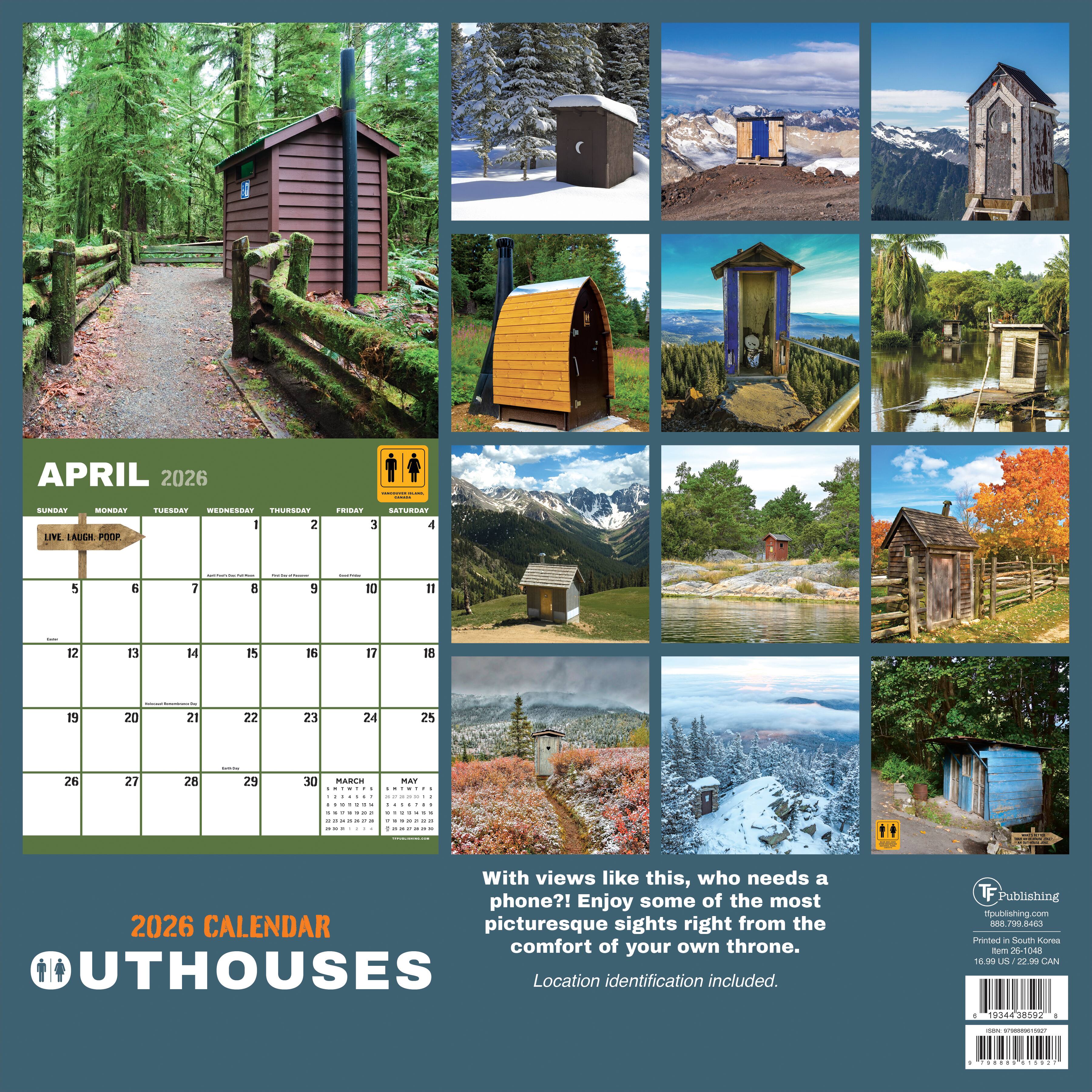 2026 Outhouses Wall Calendar