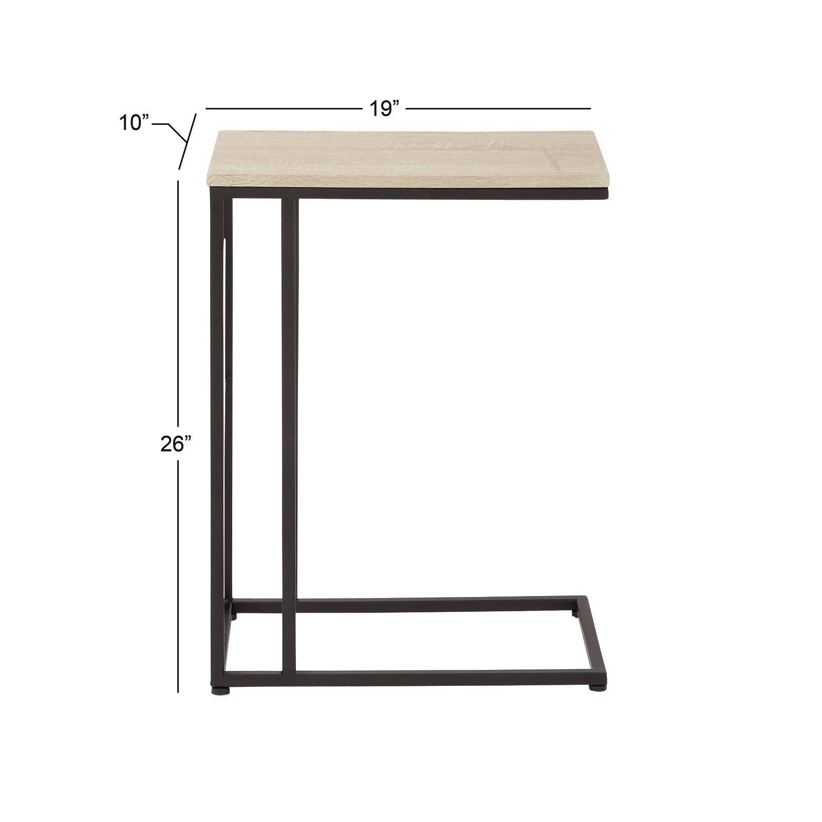Black Iron & Wood Contemporary Accent Table