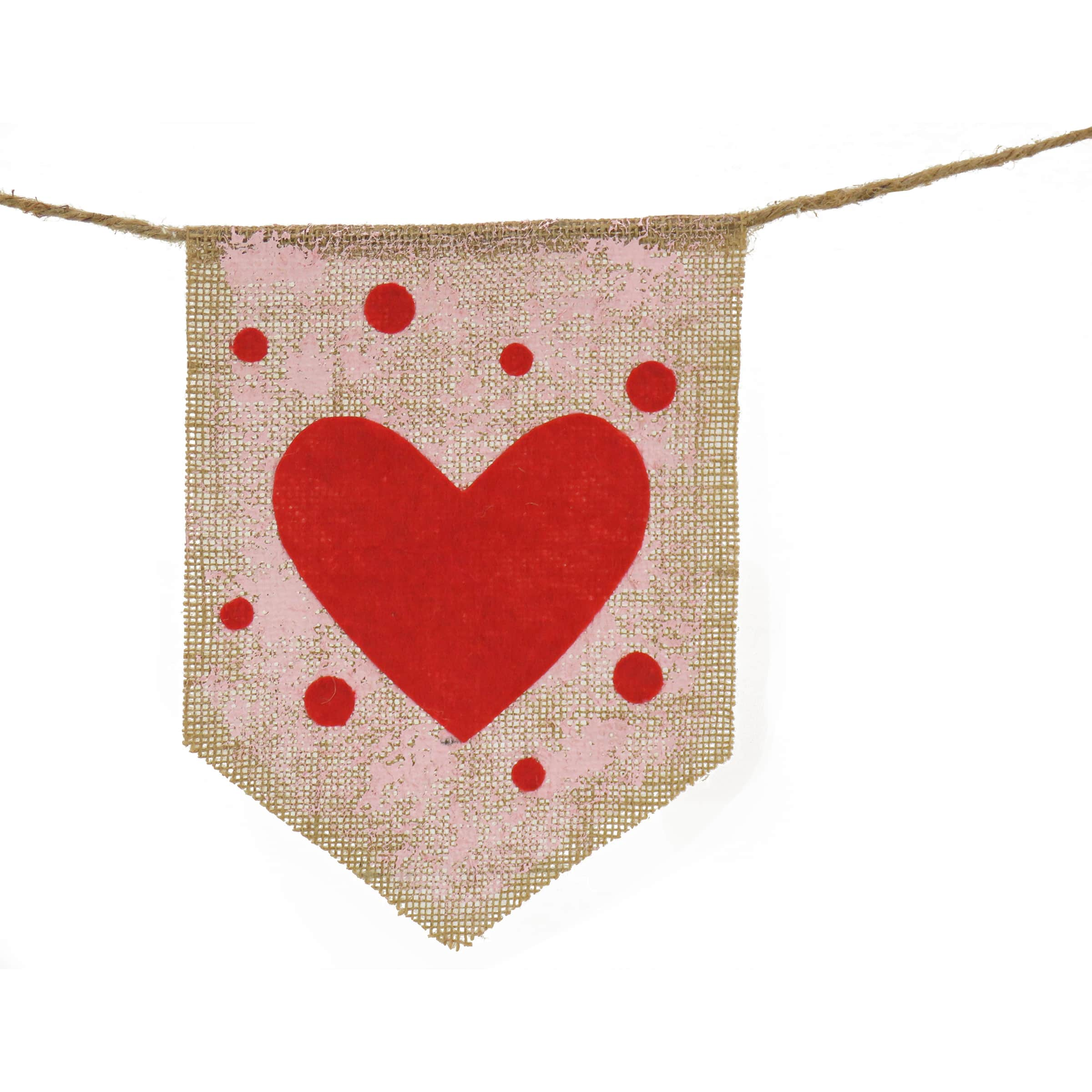 6ft. Red Hearts &#x26; Dots Valentine&#x27;s Day Jute Garland