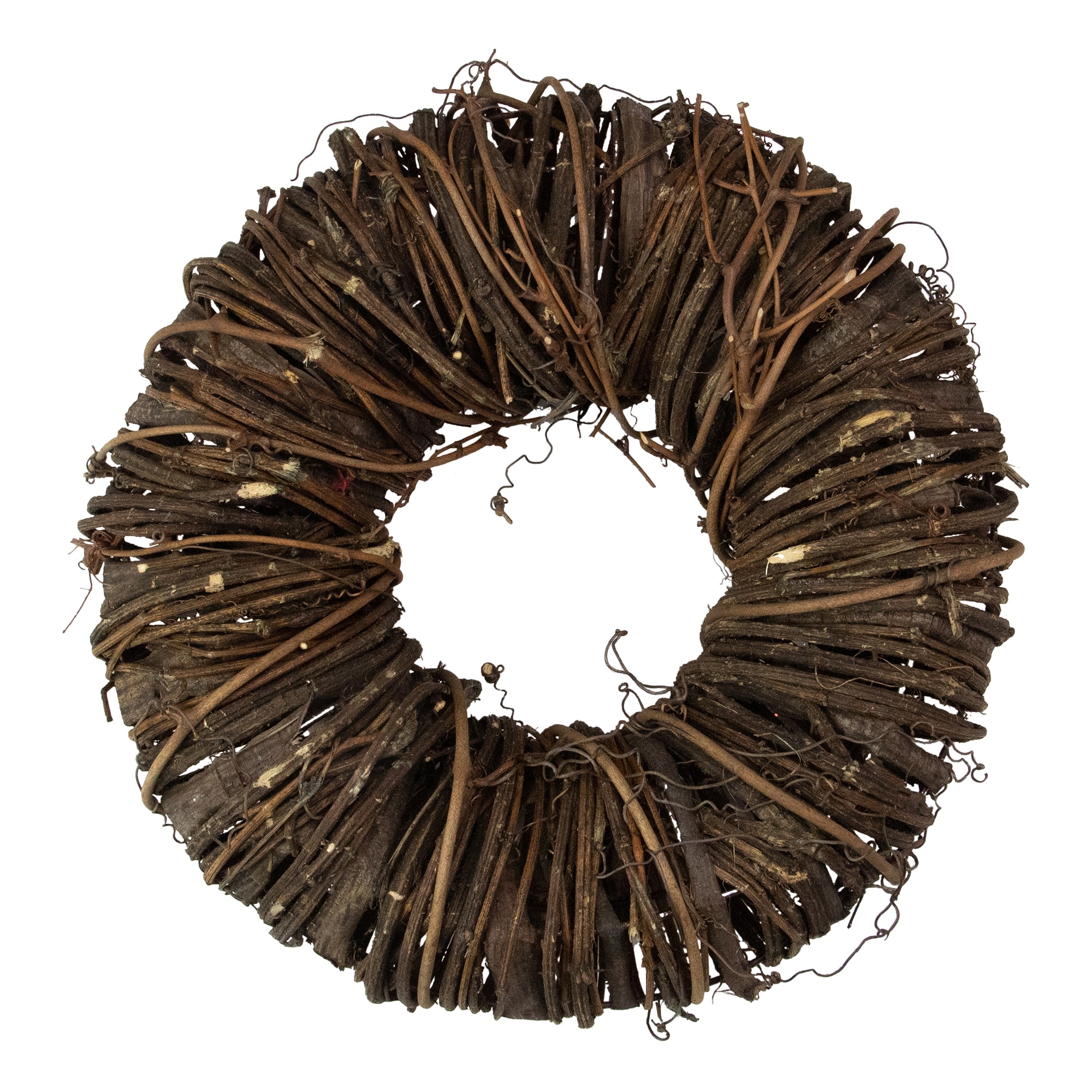 12&#x22; Brown Rustic Twig &#x26; Tree Bark Artificial Spring Wreath