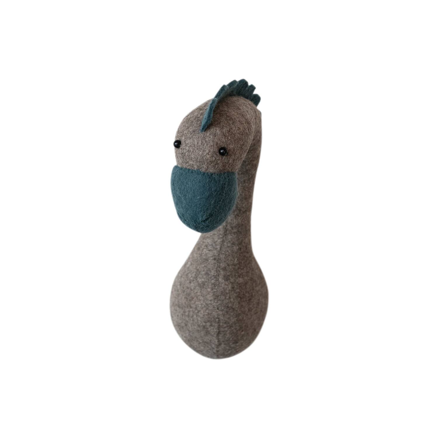 Gray &#x26; Blue Wool Felt Wall Hanging Dinosaur Head D&#xE9;cor