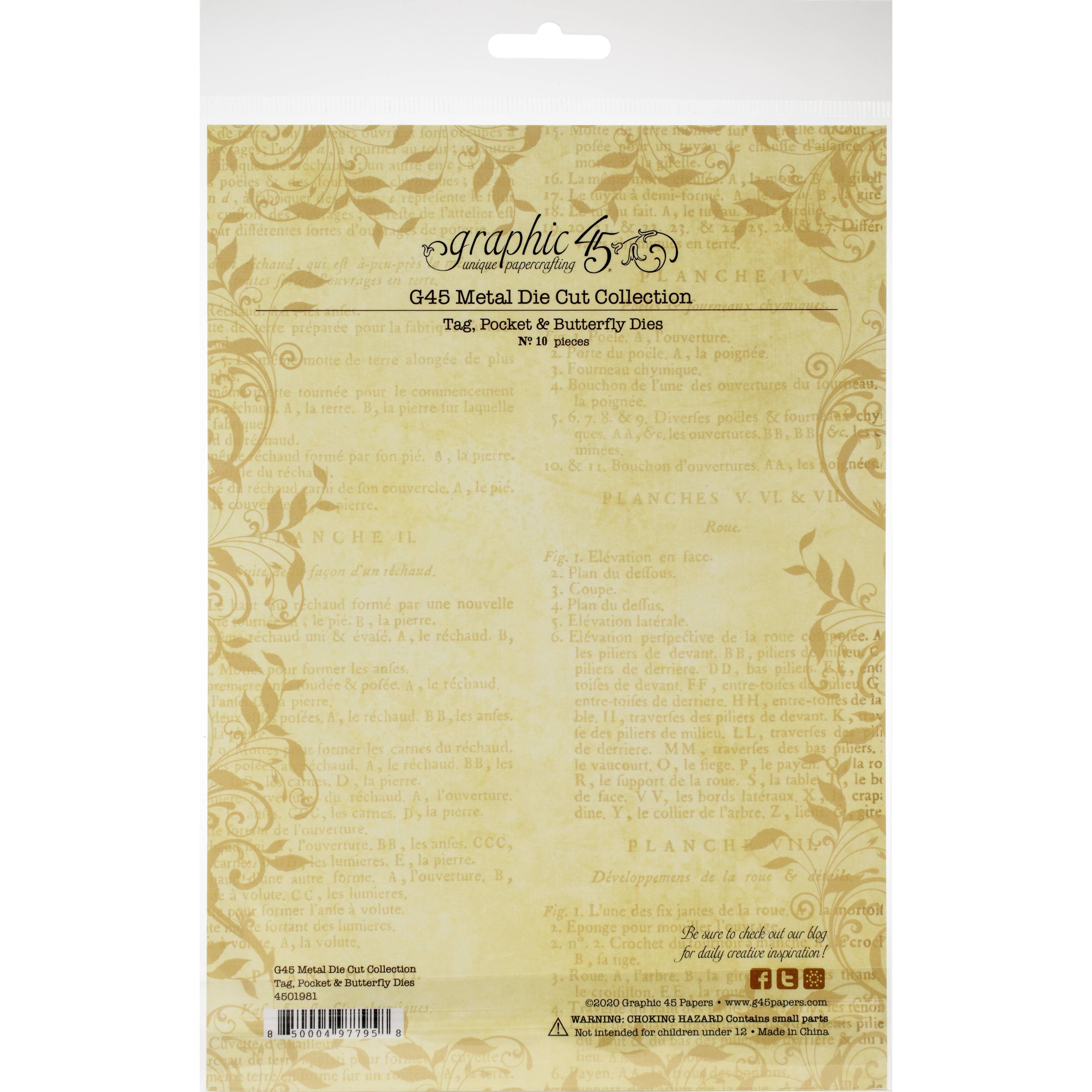 Graphic 45 Staples Dies-Tag, Pocket &#x26; Butterfly