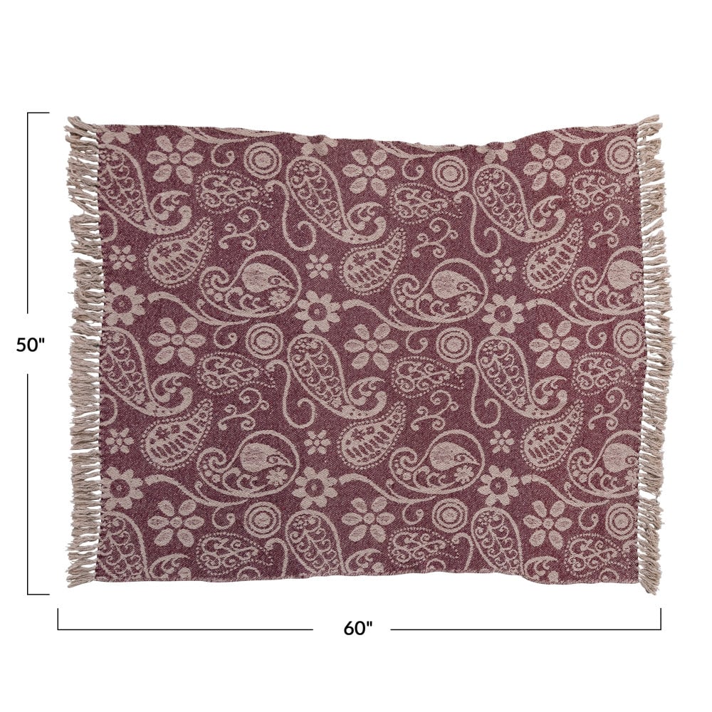 Bloomingville Paisley Pattern Recycled Cotton Throw Blanket