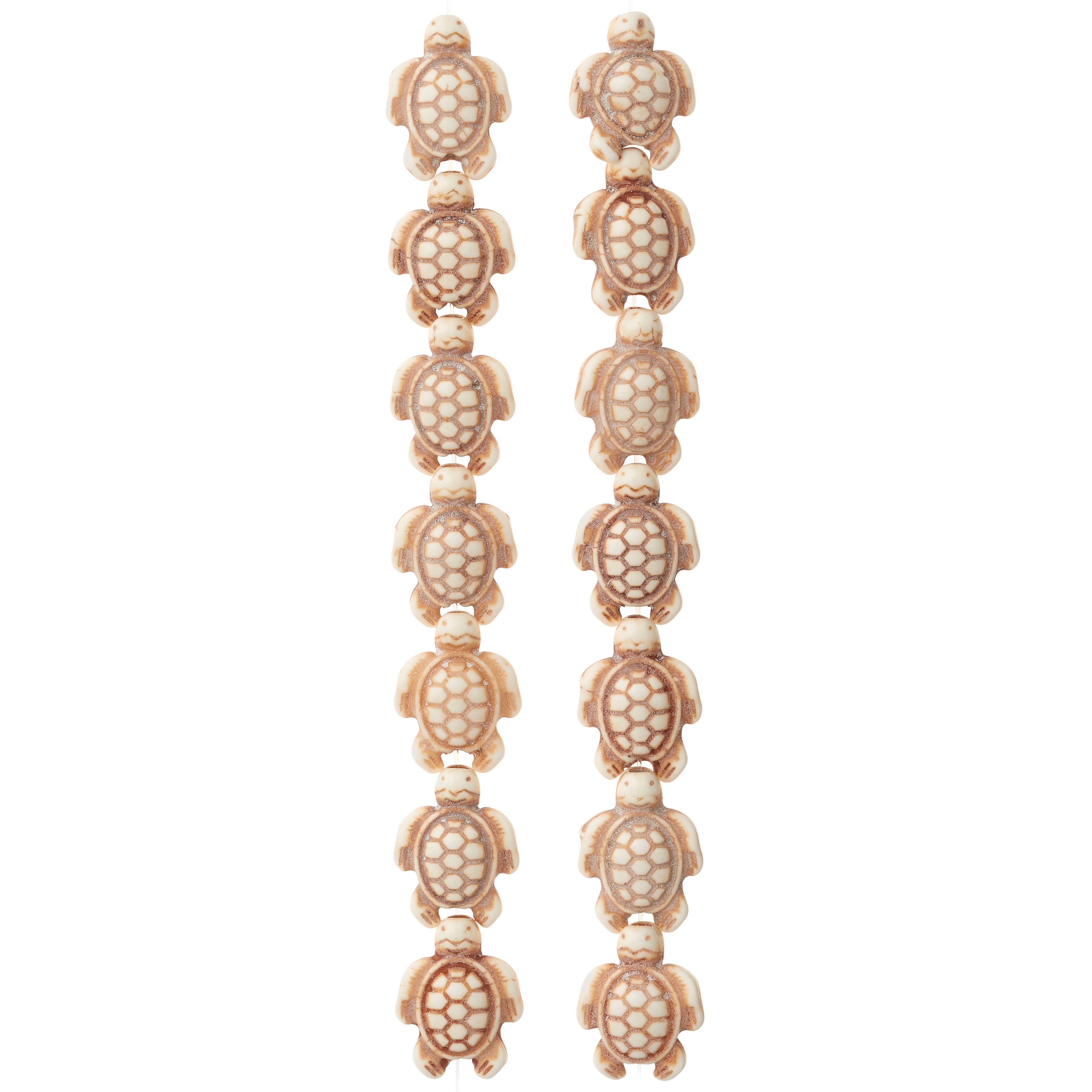 12 Pack: White & Green Reconstituted Stone Tortoise Beads, 18mm by Bead Landing™