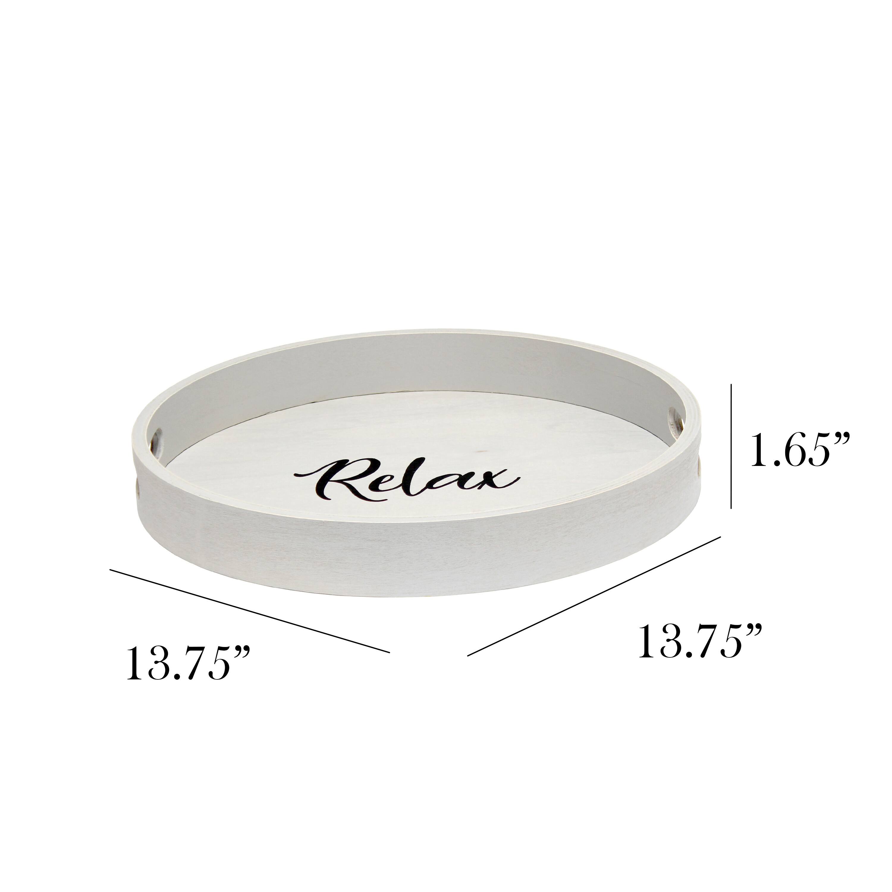 Elegant Designs&#x2122; 13.8&#x22; Round Relax Serving Tray with Handles