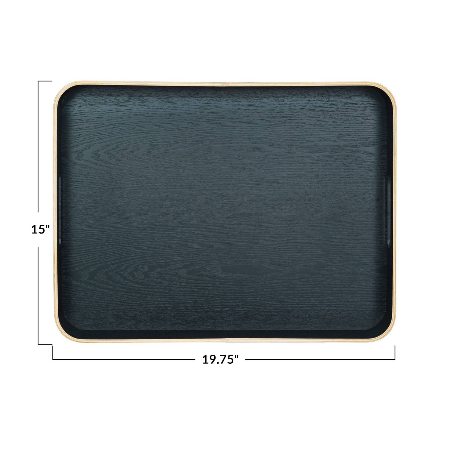 Hello Honey&#xAE; 19.75&#x22; Black Oak Wood Serving Tray with Handles