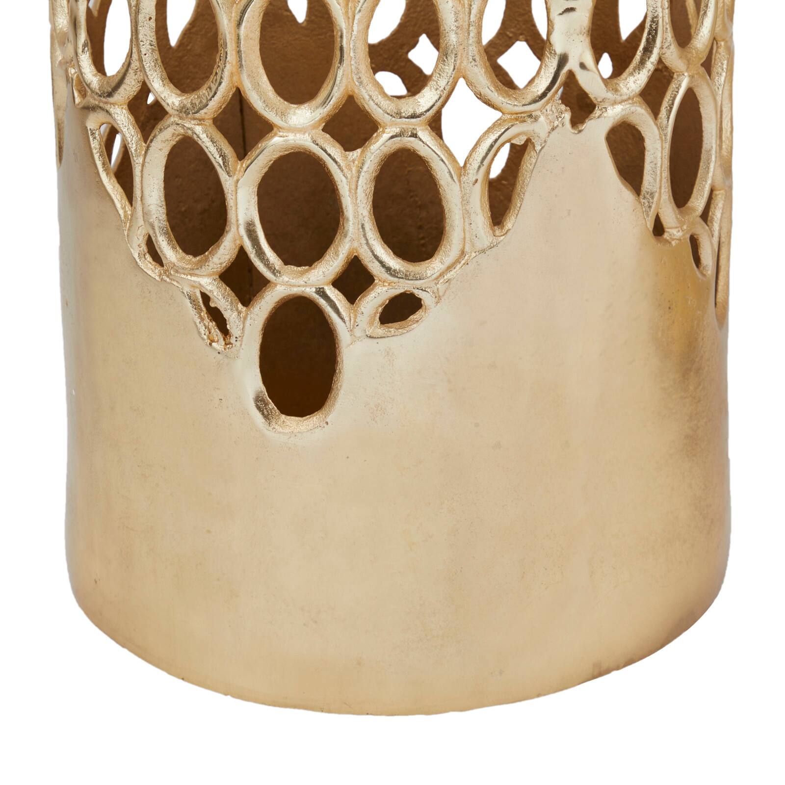 Set of 2 Gold Aluminum Contemporary Vase, 32&#x22; x 12&#x22; x 12&#x22;