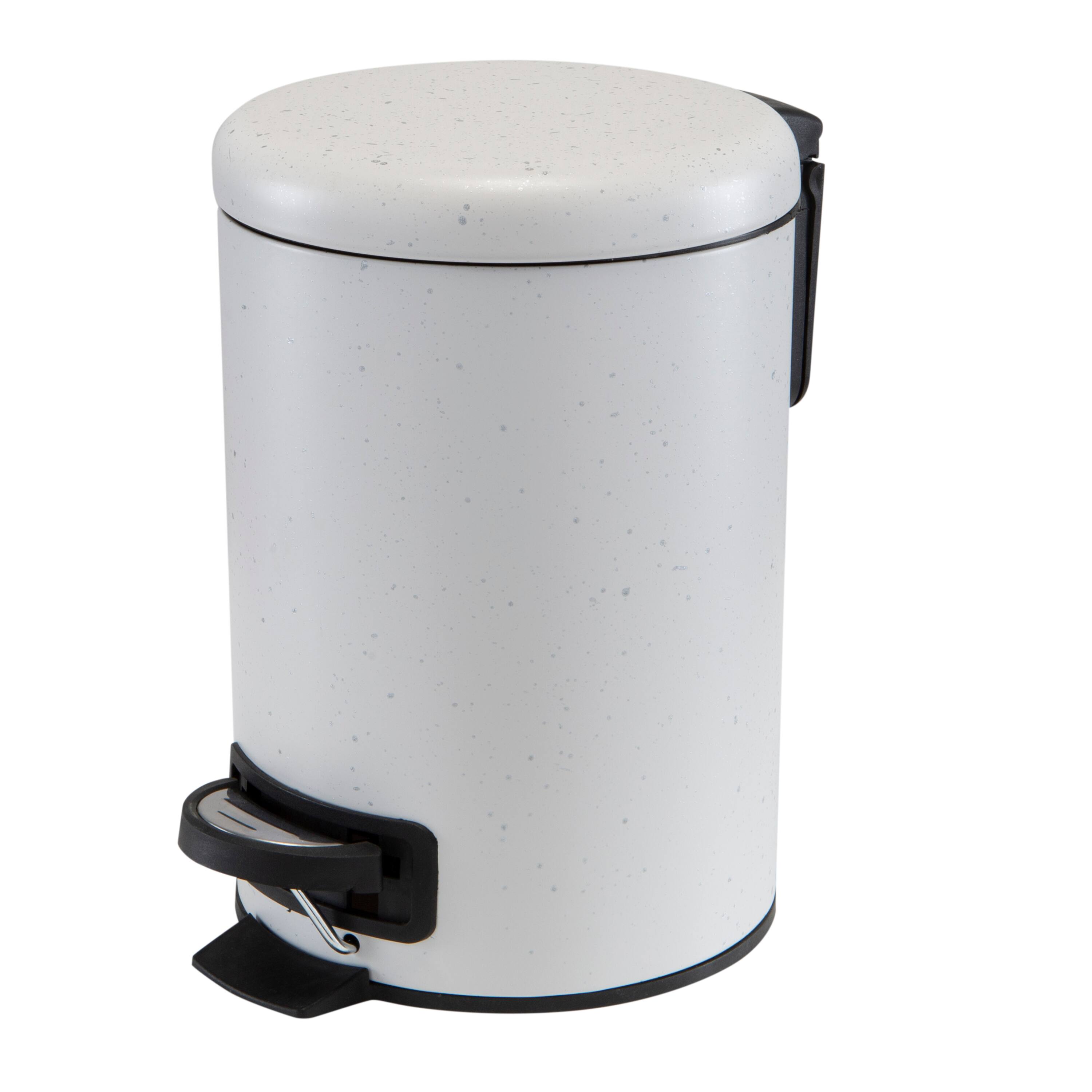 Elle Décor White Speckled Design Step Bin with Lid Trash Can