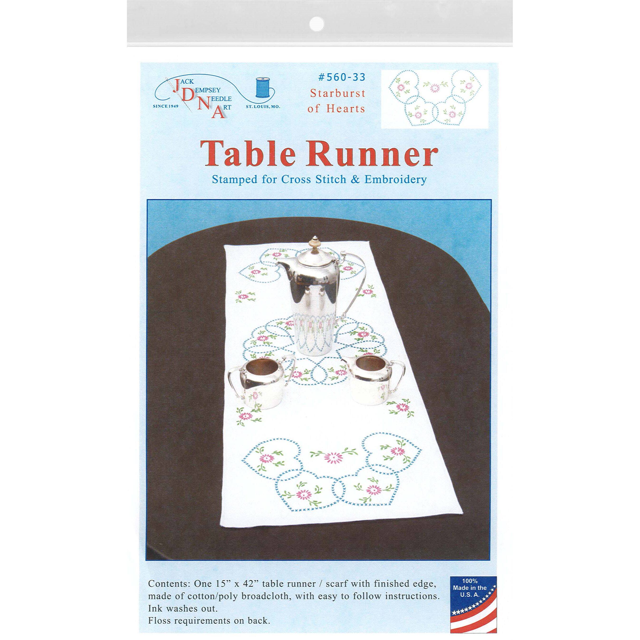Jack Dempsey Starburst Hearts Table Runner