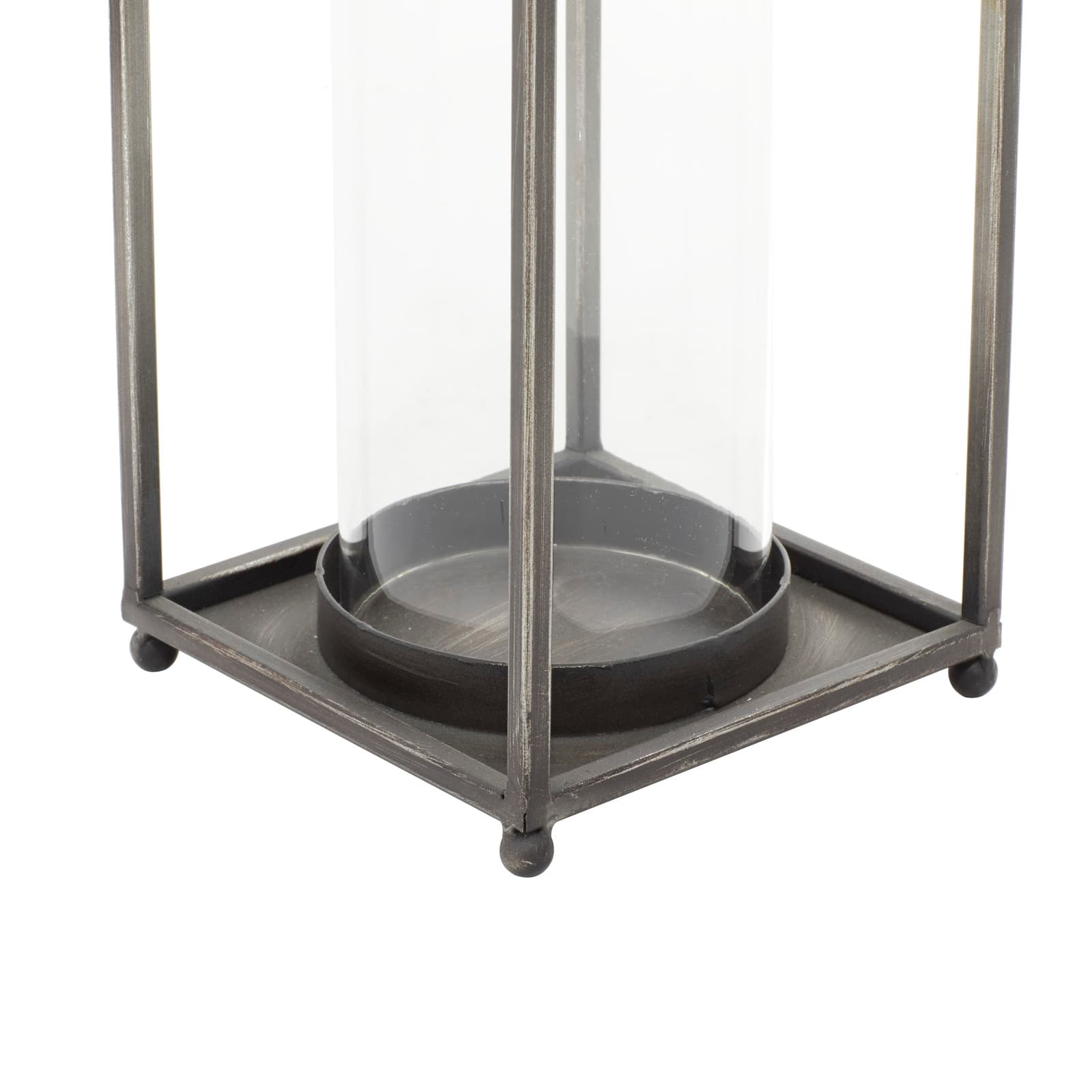 Black Iron Modern Candle Holder Lantern, 16&#x22; x 6&#x22; x 6&#x22;