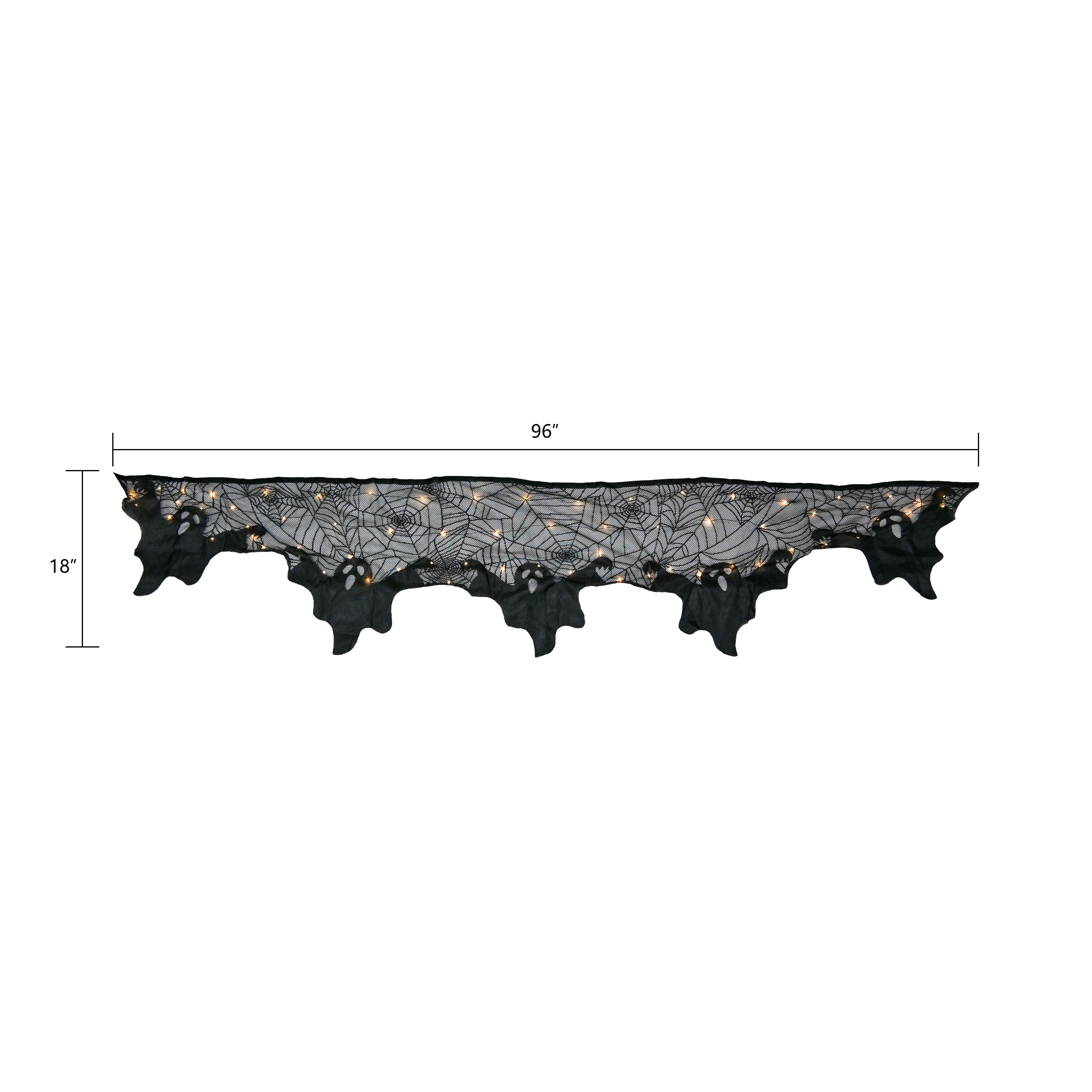 96&#x22; Black Ghost LED Lighted Mantel Scarf by Ashland&#xAE;