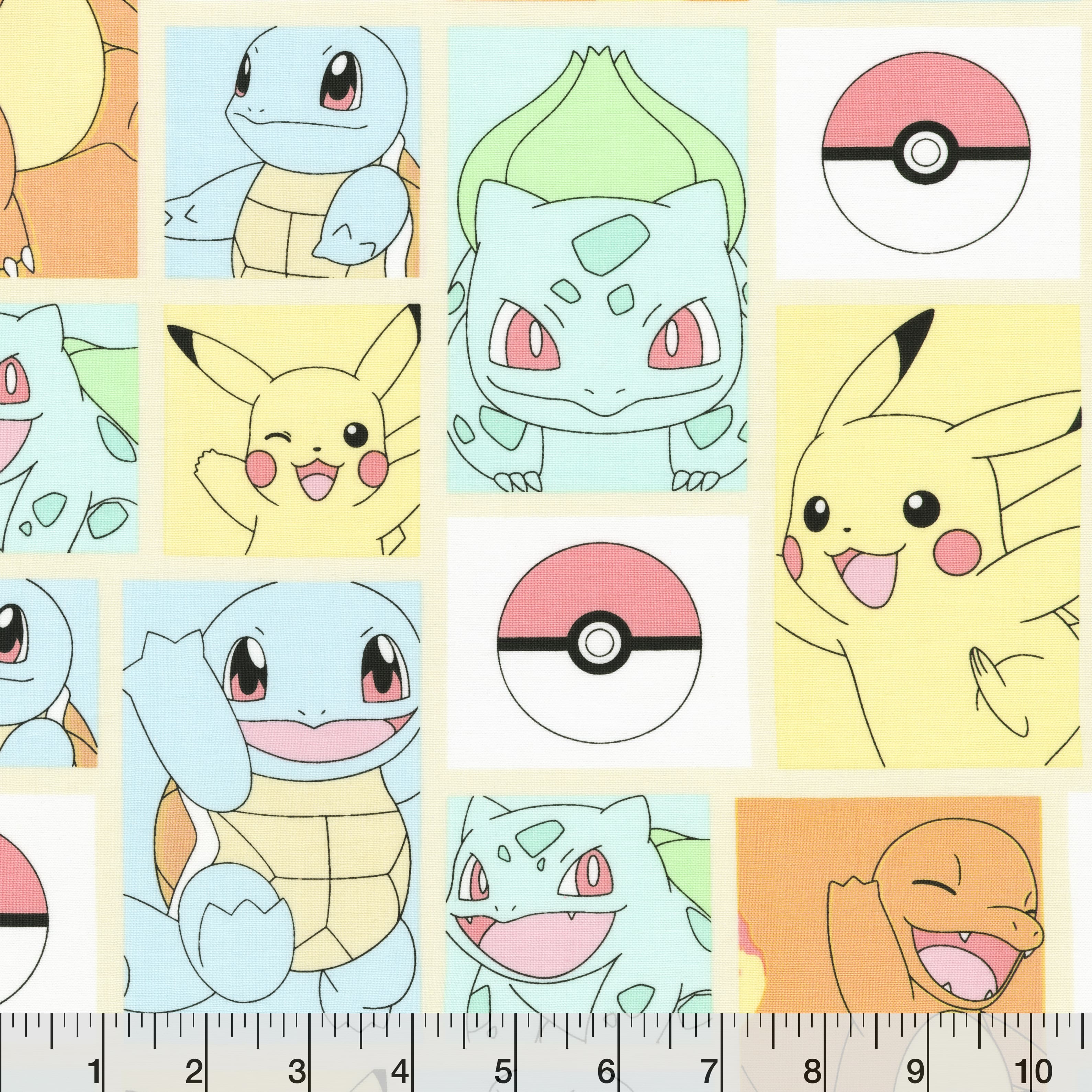 Pokémon™ Pastel Blocks Cotton Fabric