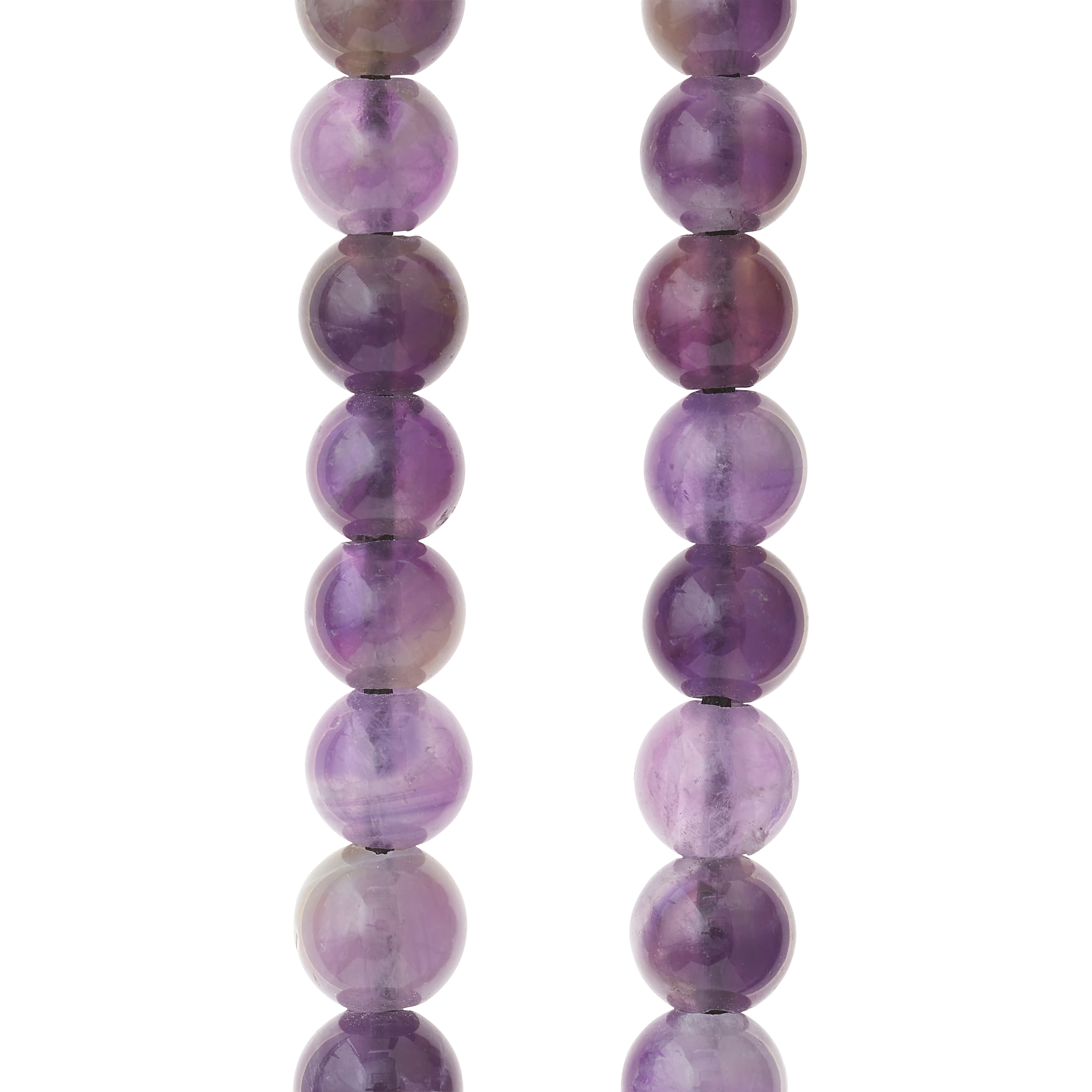6 Pack: Purple Large Hole Amethyst Round Beads, 8mm by Bead Landing™