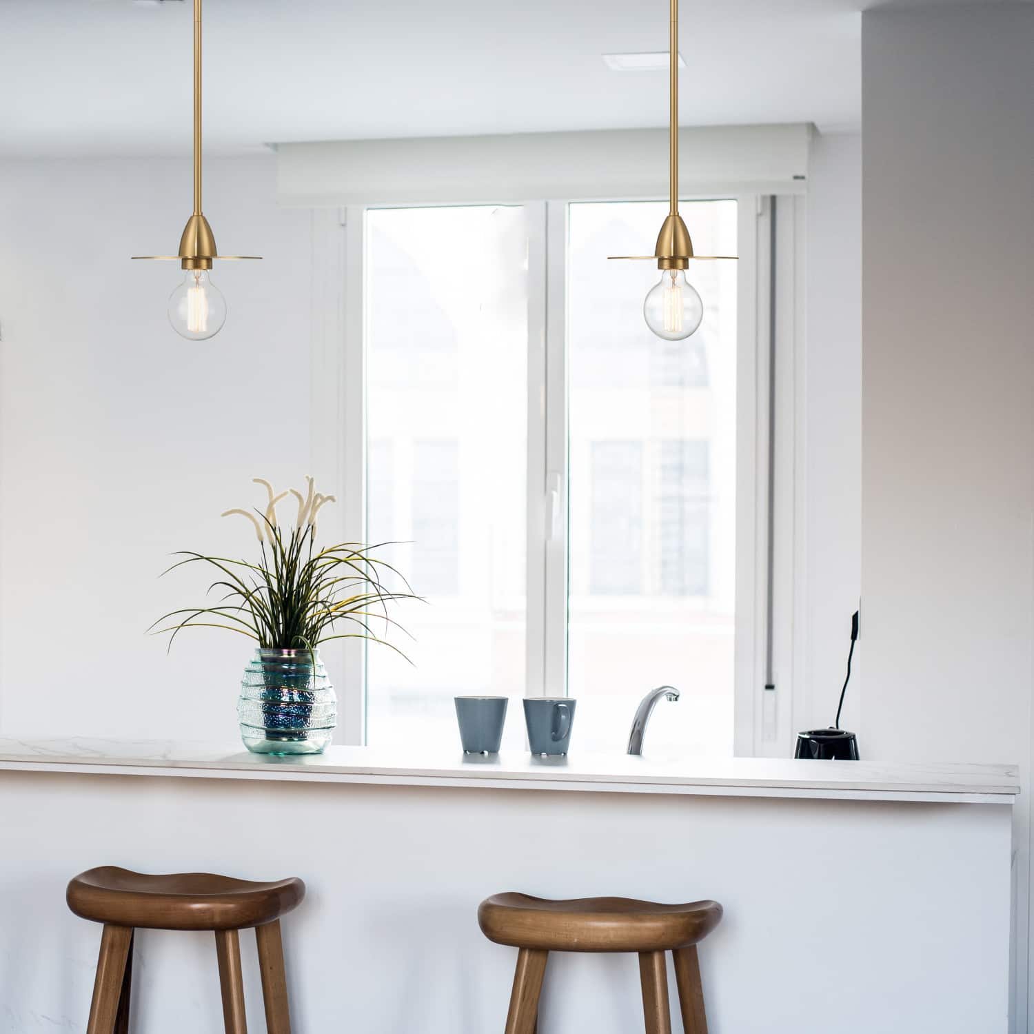 Hello Honey® Daisy Brushed Gold Mini Modern Exposed Bulb Metal Ceiling Light