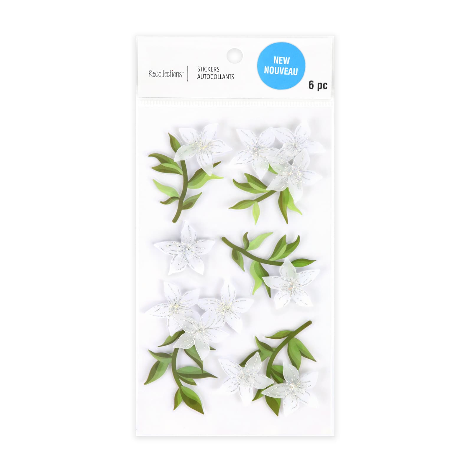 12 Pack: White Floral Stickers by Recollections™