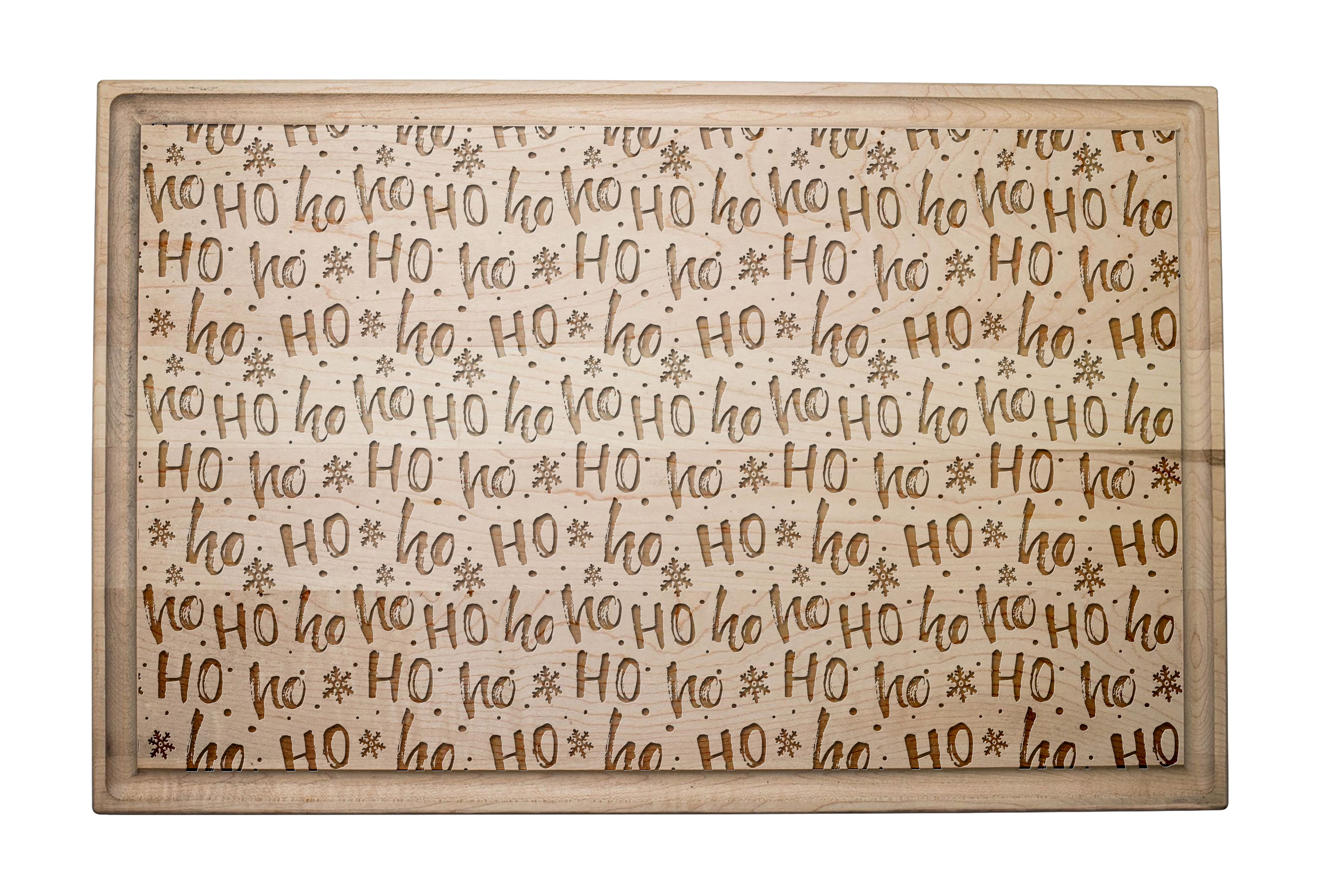 17" x 11" Ho Ho Ho Pattern Maple Cutting Board
