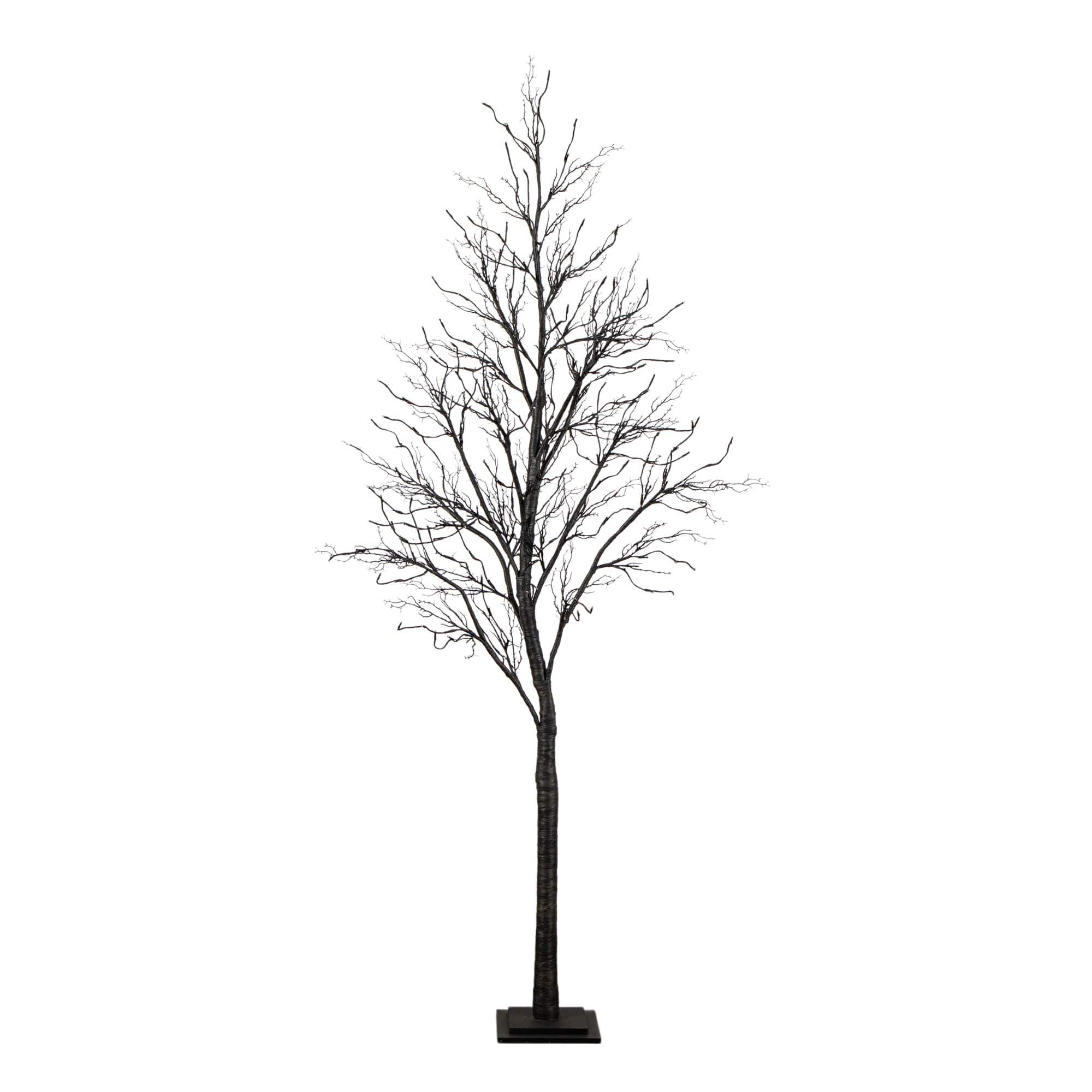 8ft. Pre-Lit Halloween Deluxe Black Twig Artificial Tree with 216 Orange &#x26; Purple LED Lights