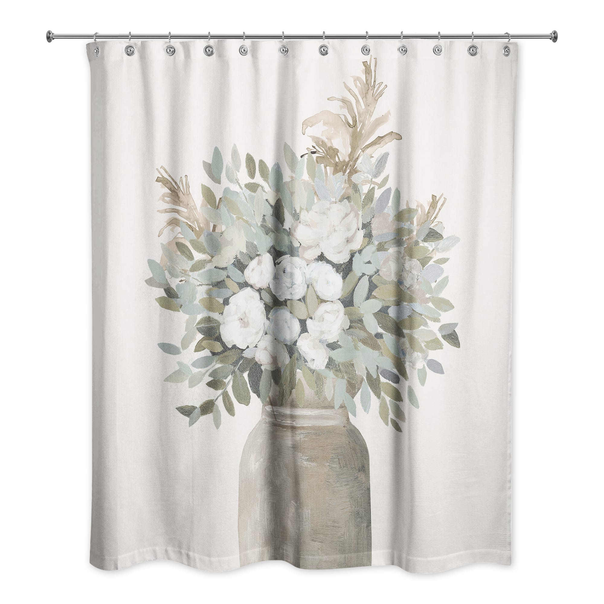 Modern Transitional Flowers 71" x 74" Shower Curtain
