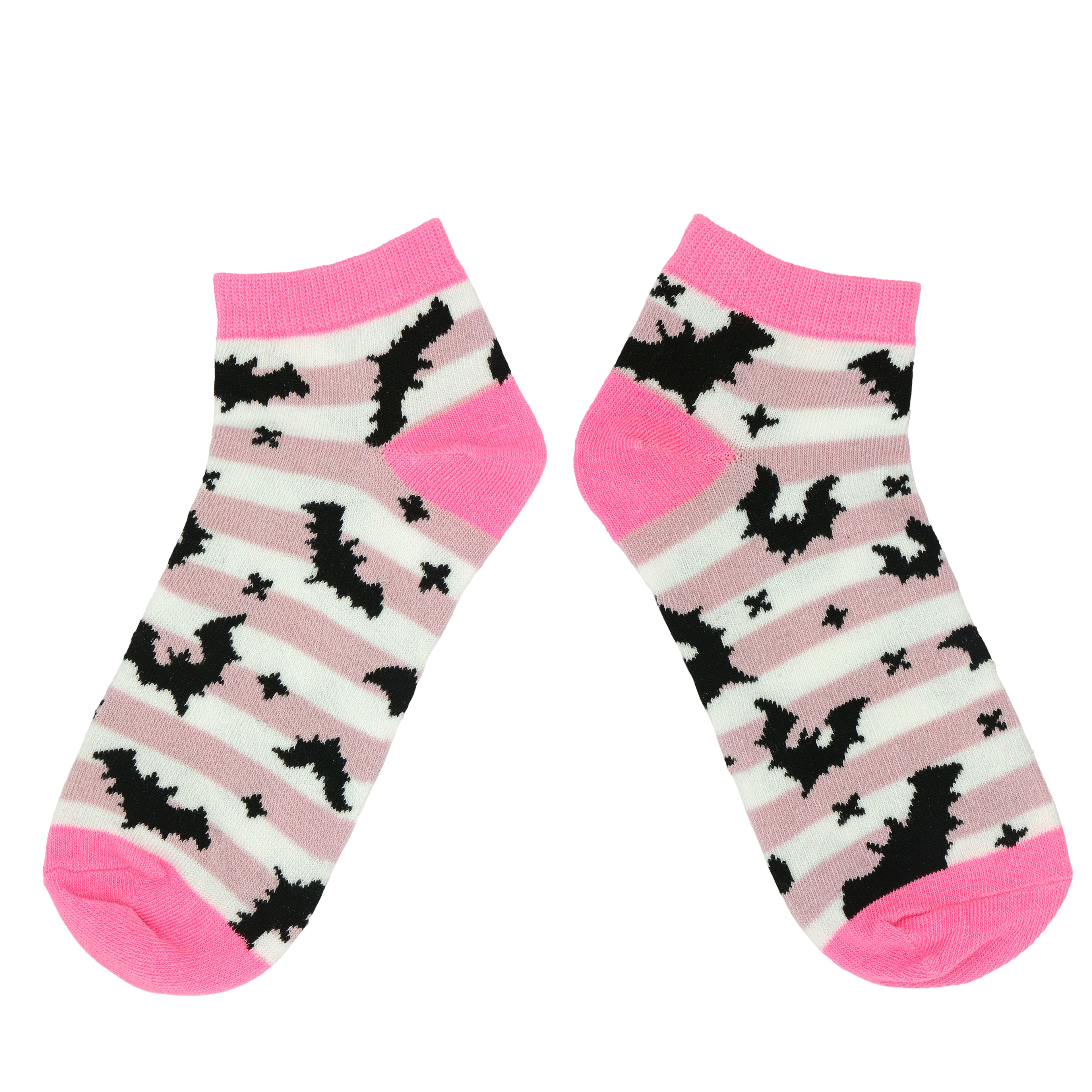 Pink &#x26; White Bat Ankle Socks by Celebrate It&#x2122;