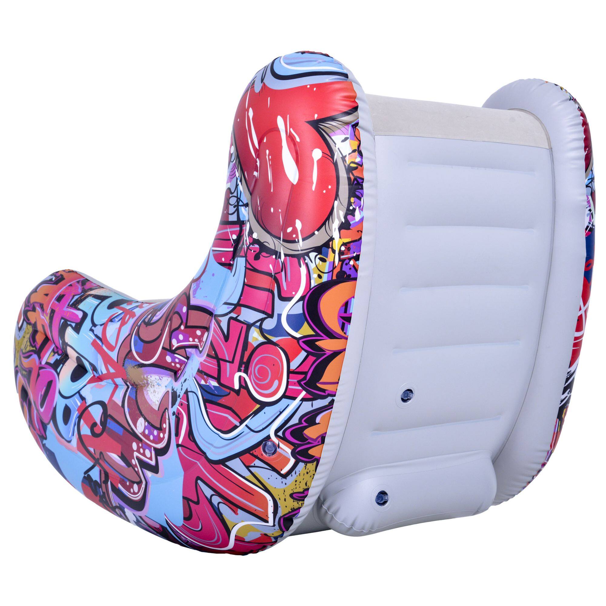 37&#x22; Graffiti Design Flocked Inflatable Lounge Chair