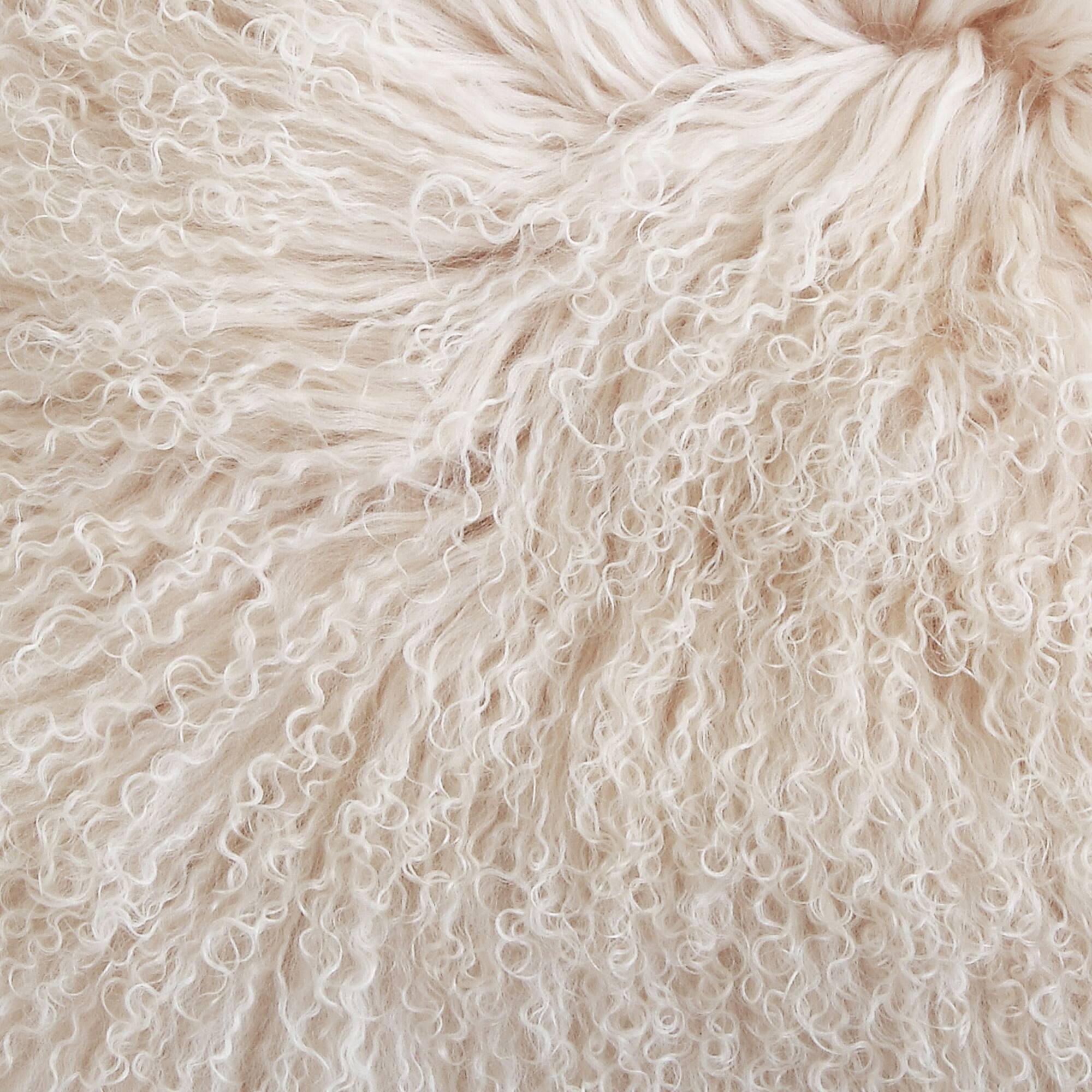 Hello Honey&#xAE; Cream Mongolian Lamb Fur Throw Pillow