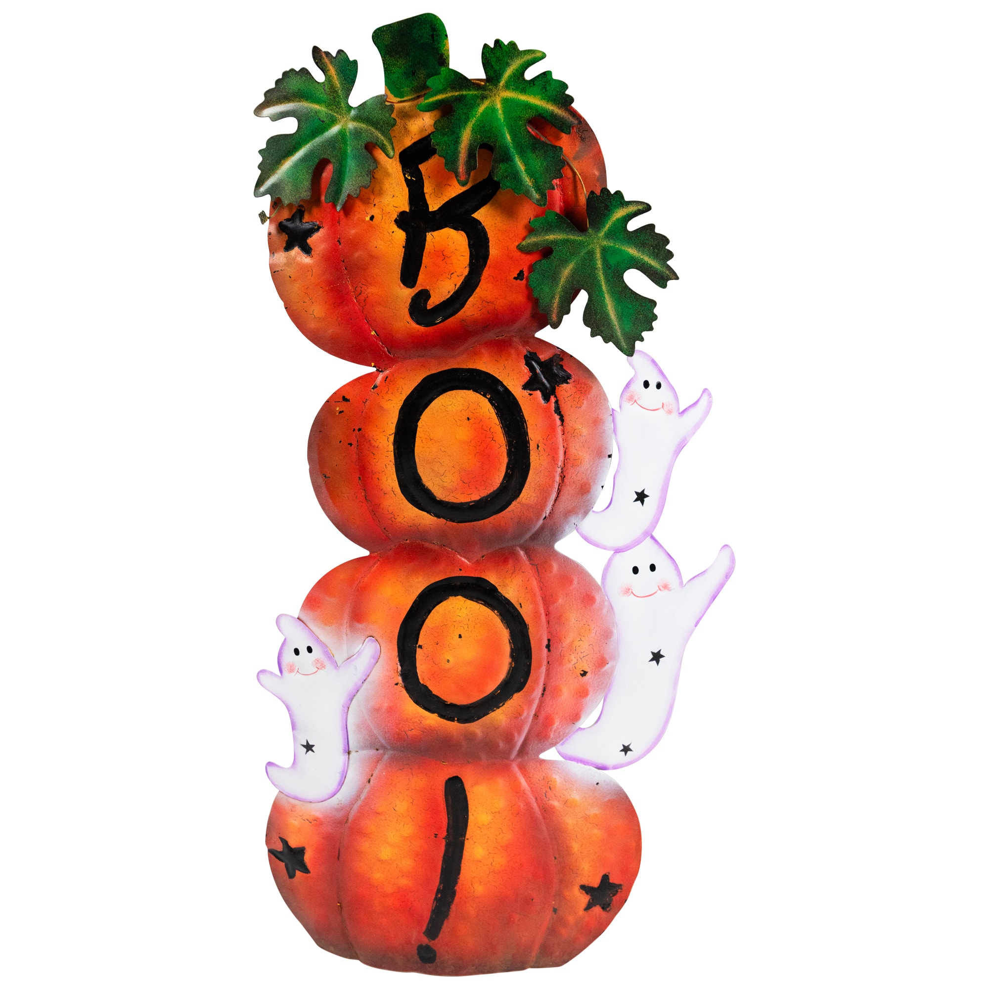 33&#x22; Orange &#x26; Black Stacked Pumpkins Outdoor Halloween Decoration