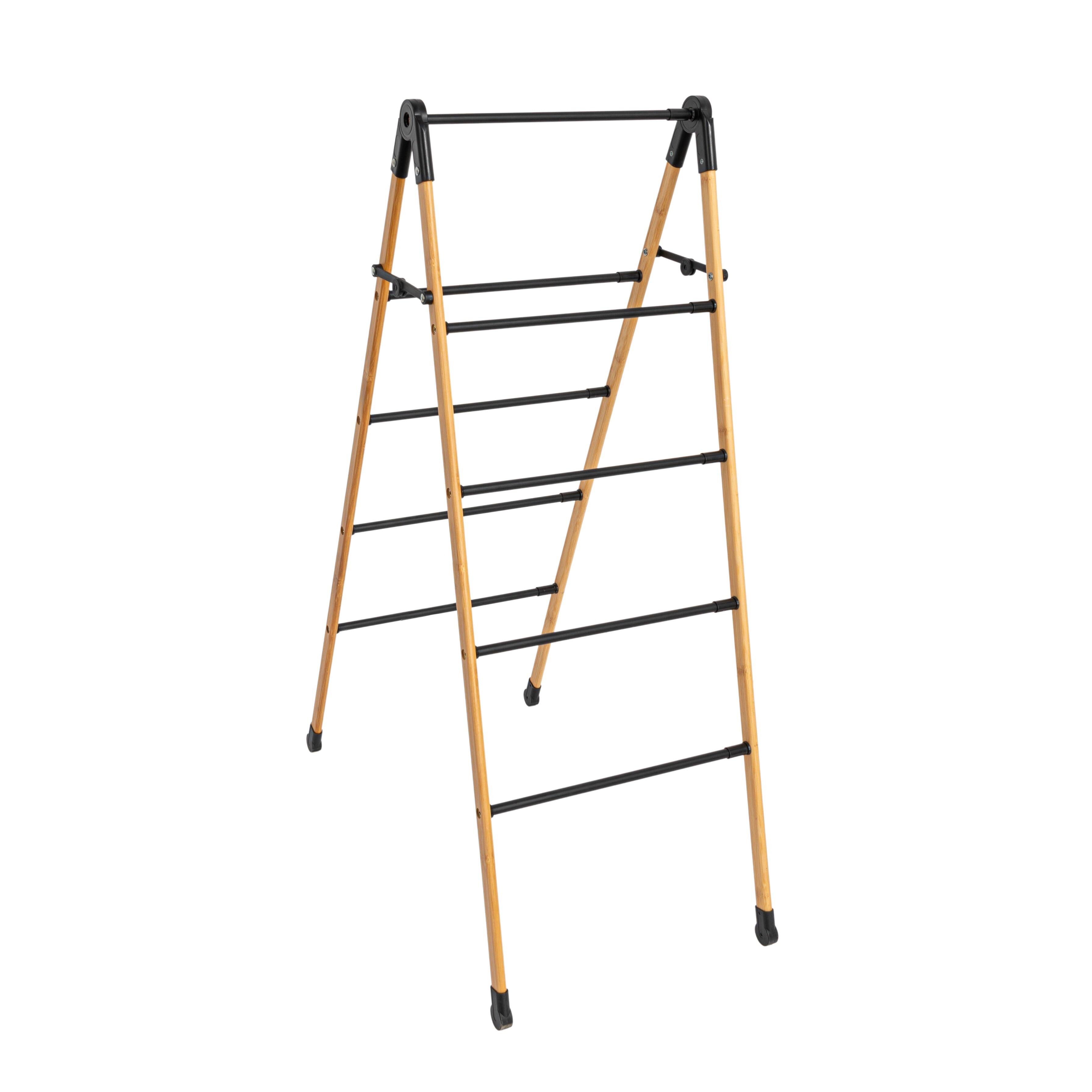 Household Essentials Bamboo V-Shaped Expandable Laundry Drying Rack