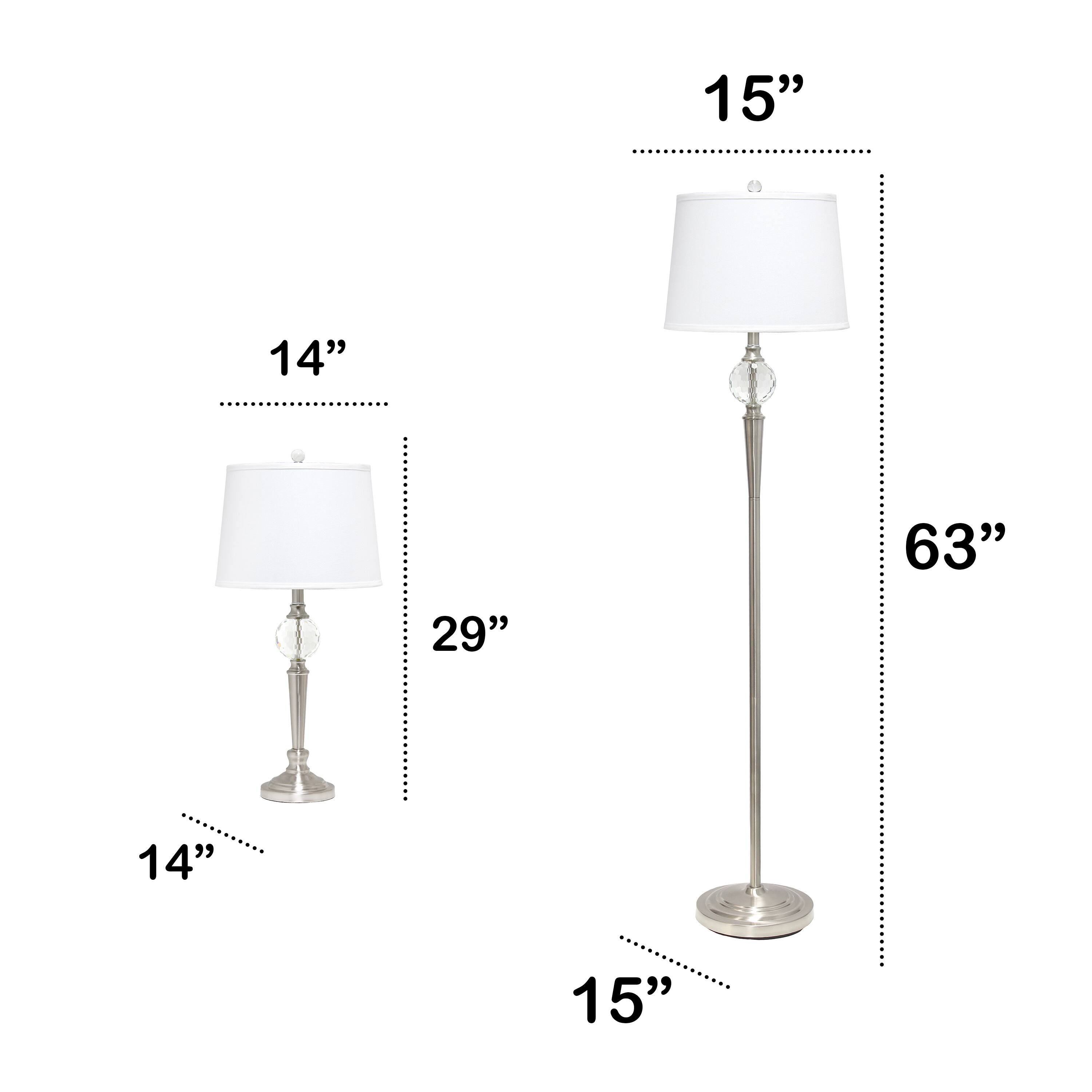 Lalia Home Brushed Nickel Crystal Drop Table and Floor Lamp Set