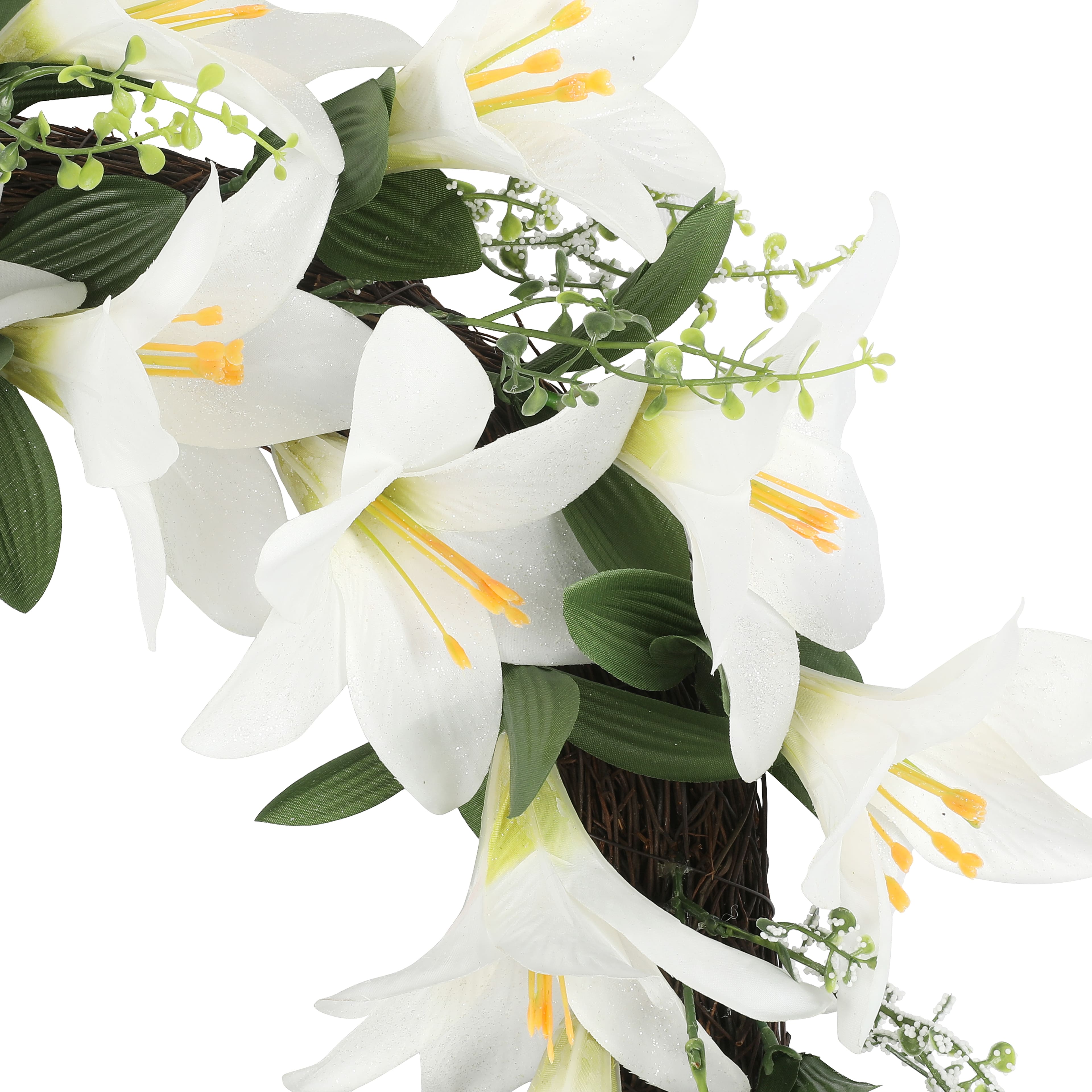 22&#x22; White Lily Glitter Wreath by Ashland&#xAE;