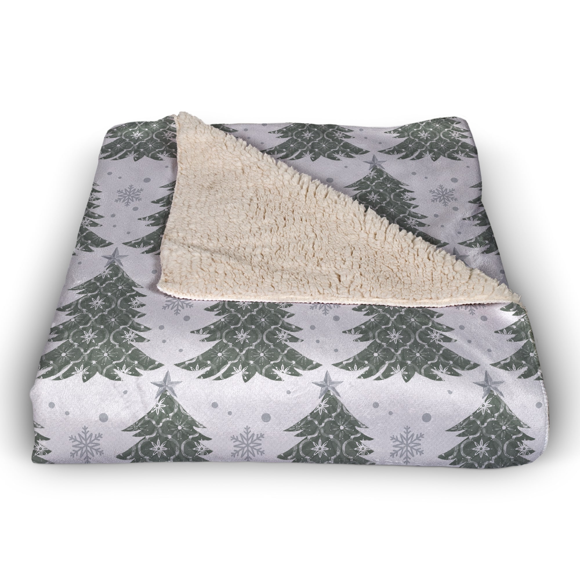 Ornate Christmas Tree Pattern 50&#x22; x 60&#x22; Sherpa Fleece Blanket