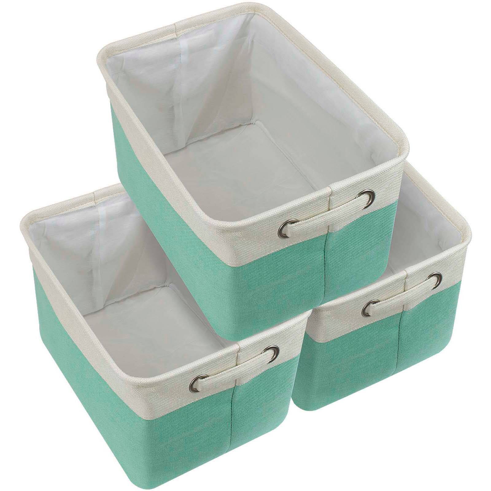 Sorbus 15&#x22; Cream Trimmed Twill Collapsible Storage Basket Set