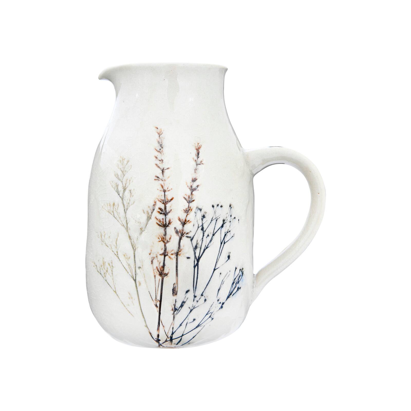 Hello Honey® 32oz. Floral Reactive Crackle Glaze Stoneware Debossed Pitcher