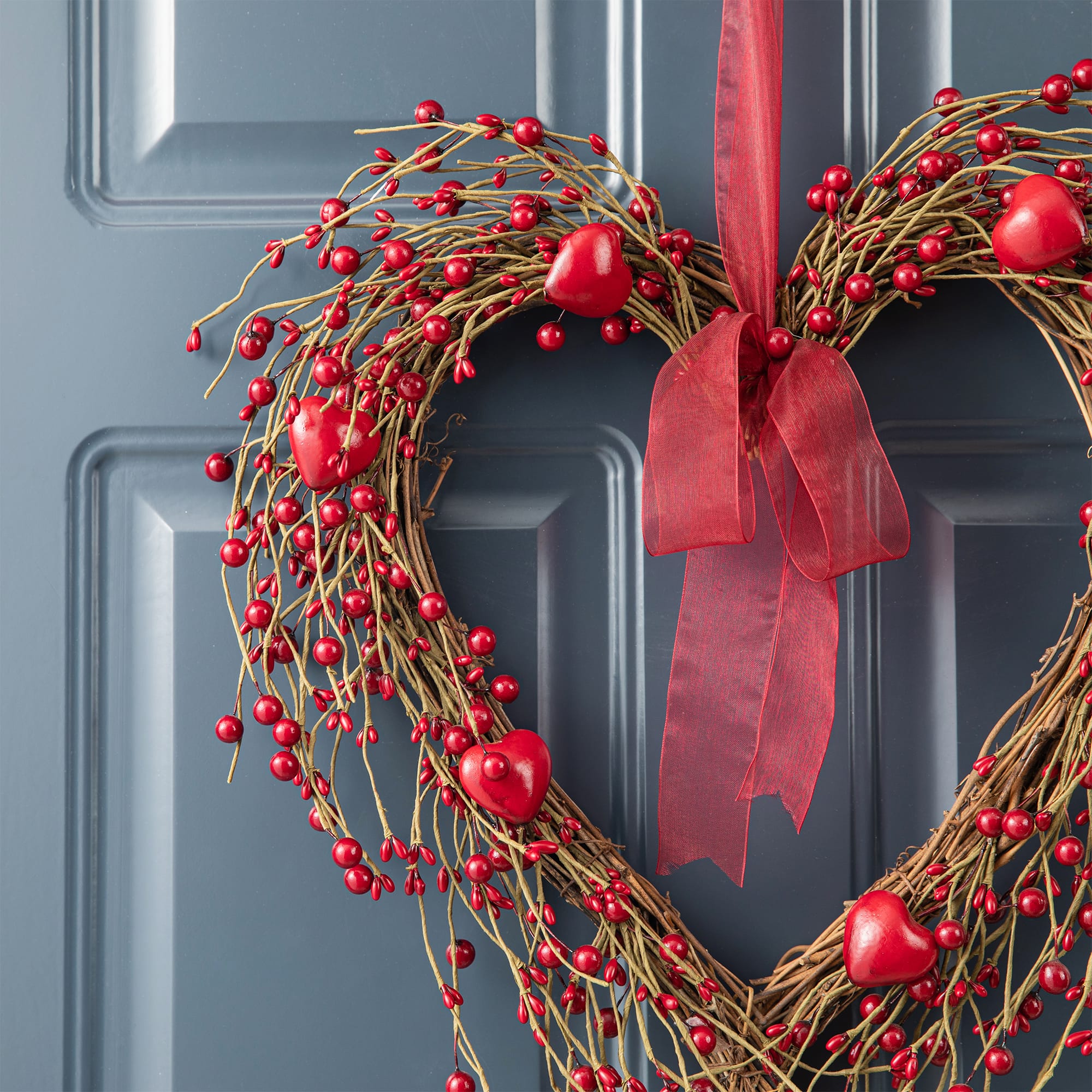 Glitzhome® 17" Valentine's Berry Heart Wreath