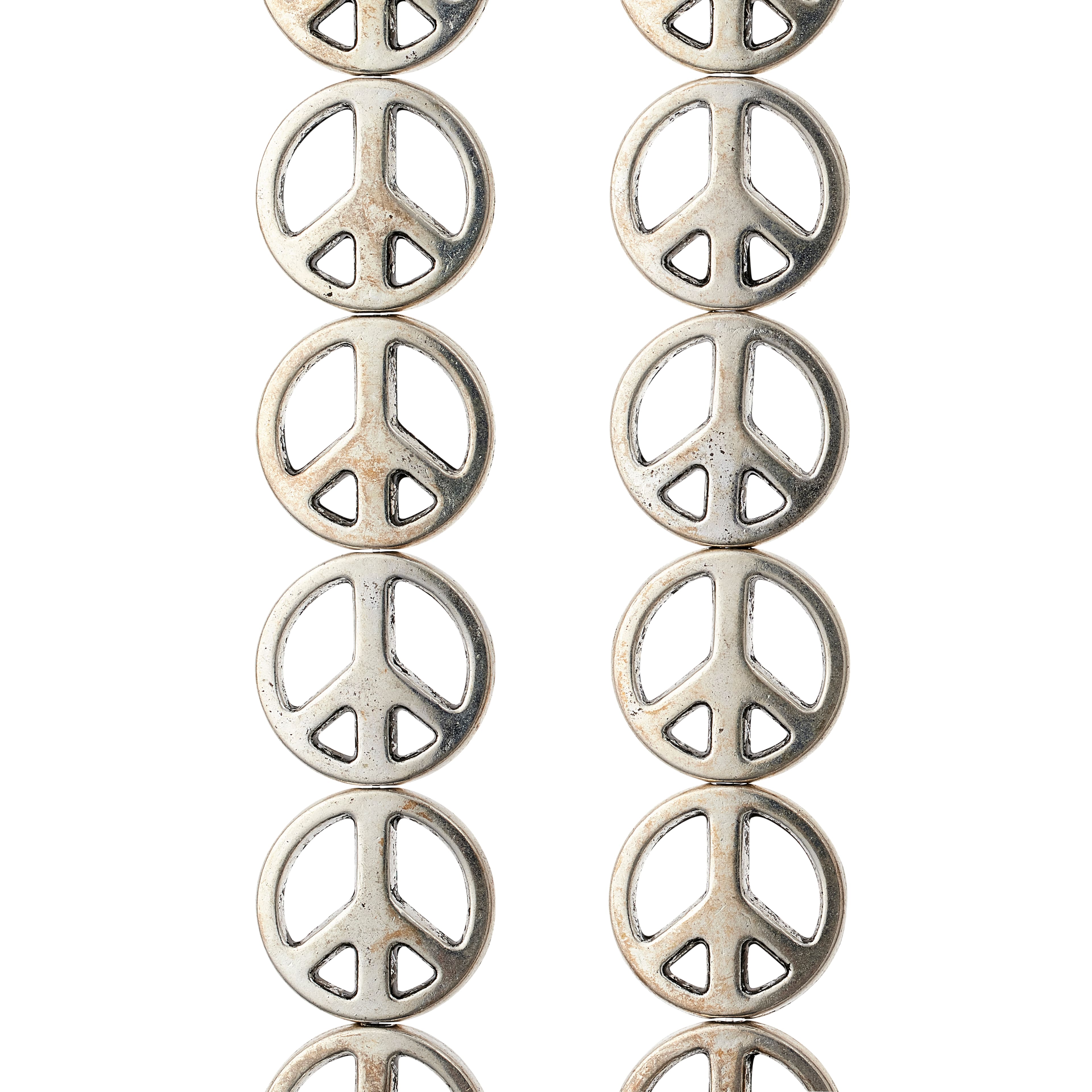 Silver Metal Peace Beads, 13mm by Bead Landing&#x2122;