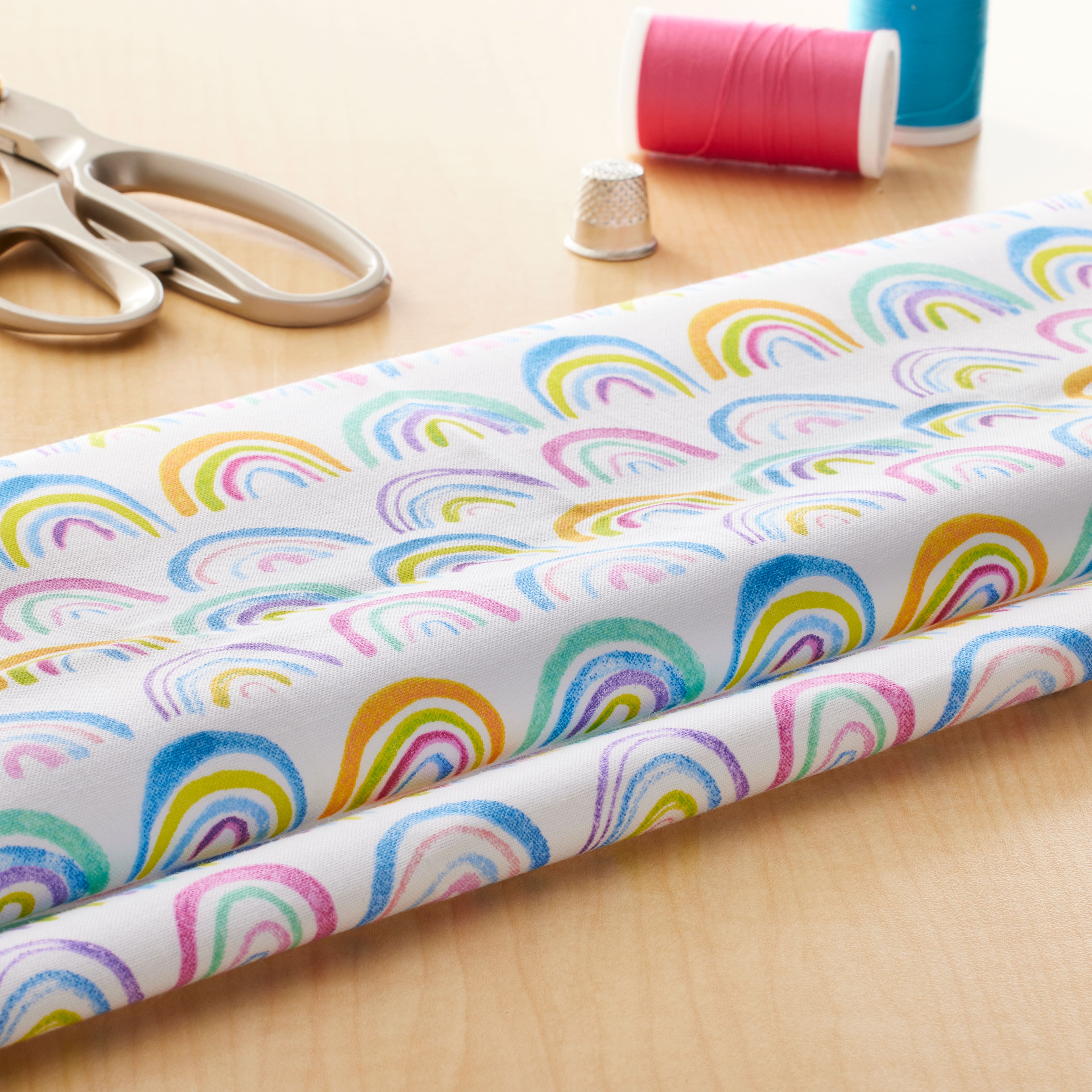 Multicolour Rainbow Cotton Fabric by Loops & Threads™