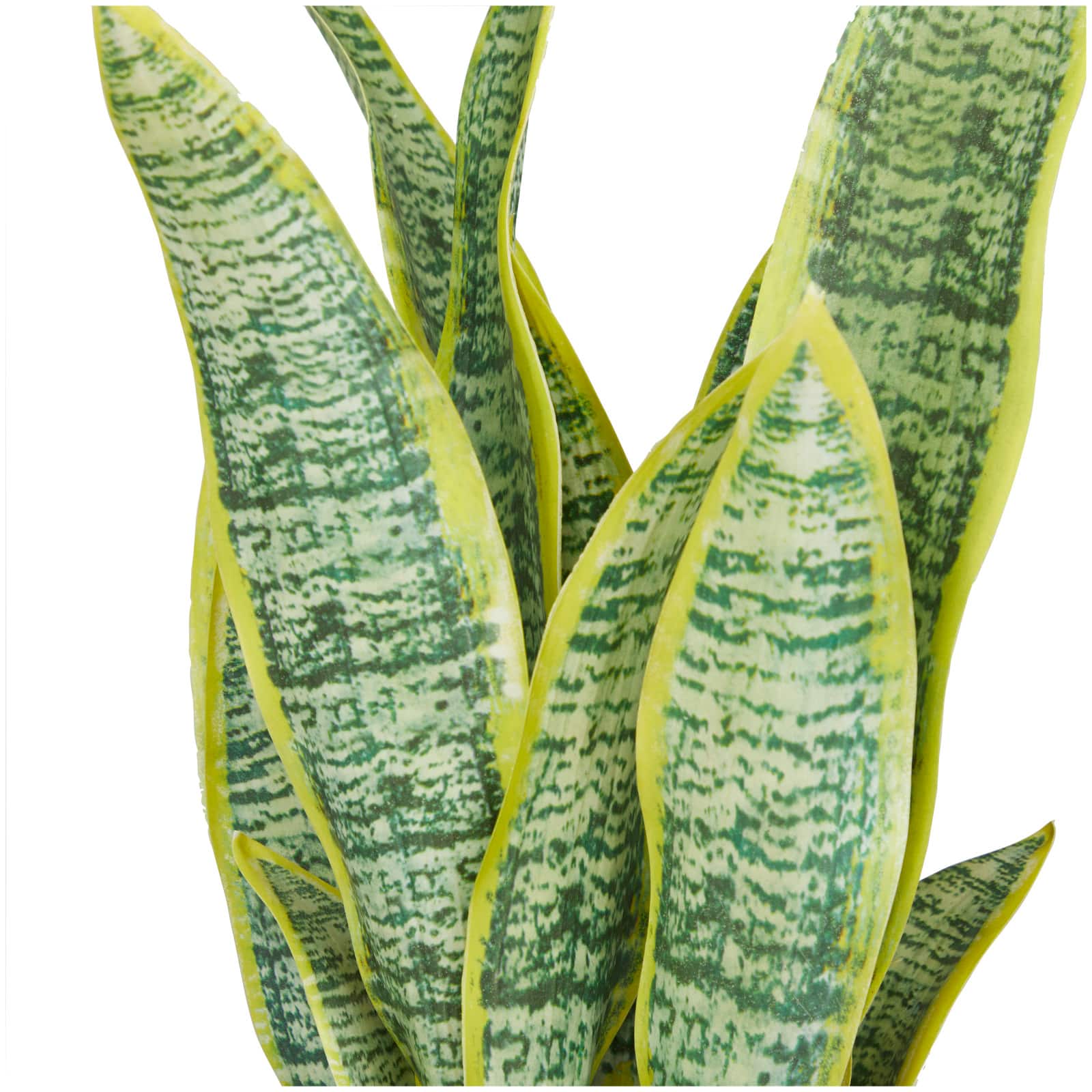 25" Green Snake Faux Foliage Artificial Plant with White Porcelain Pot and Gold Stand