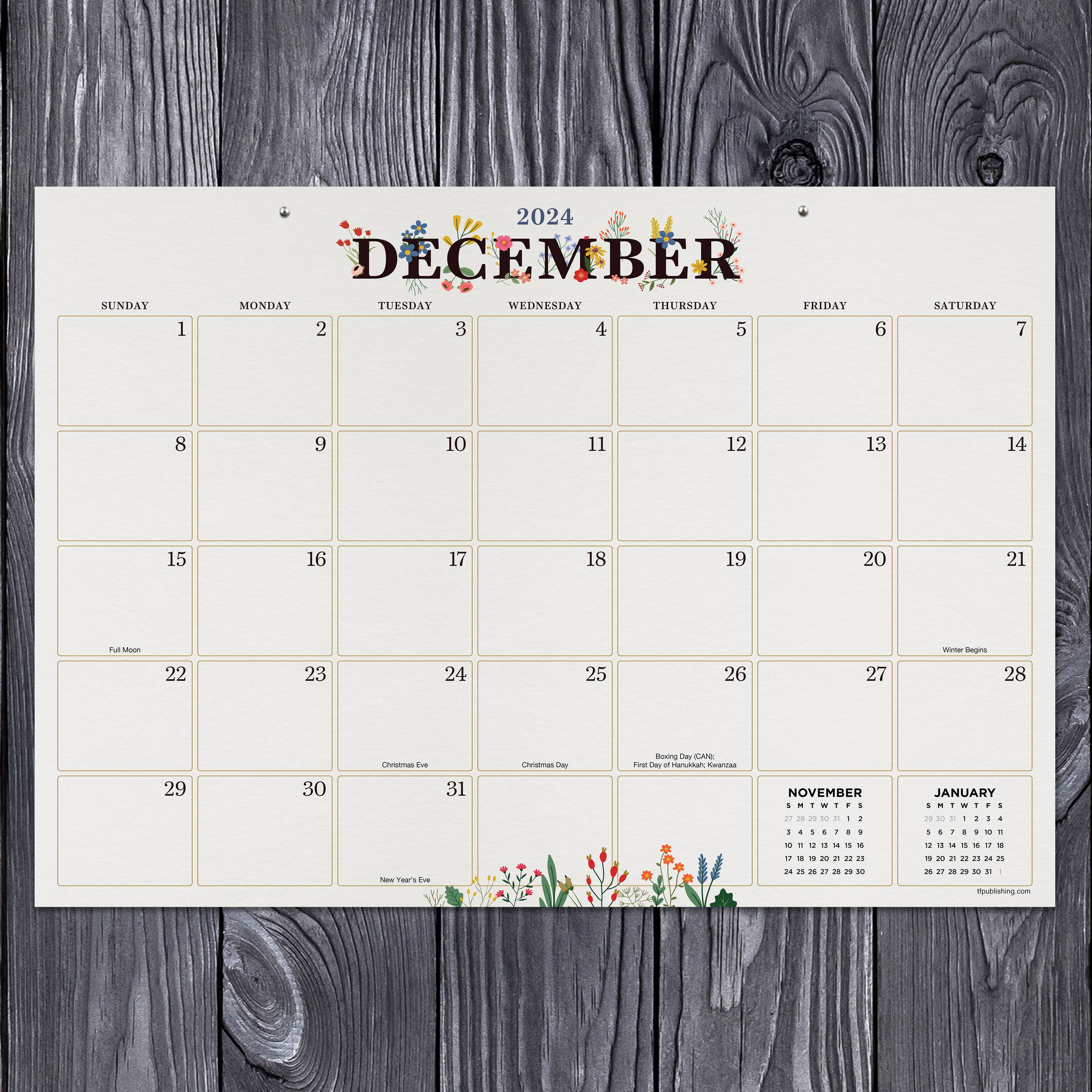TF Publishing 2024-2025 Medium Floral Desk Pad Calendar